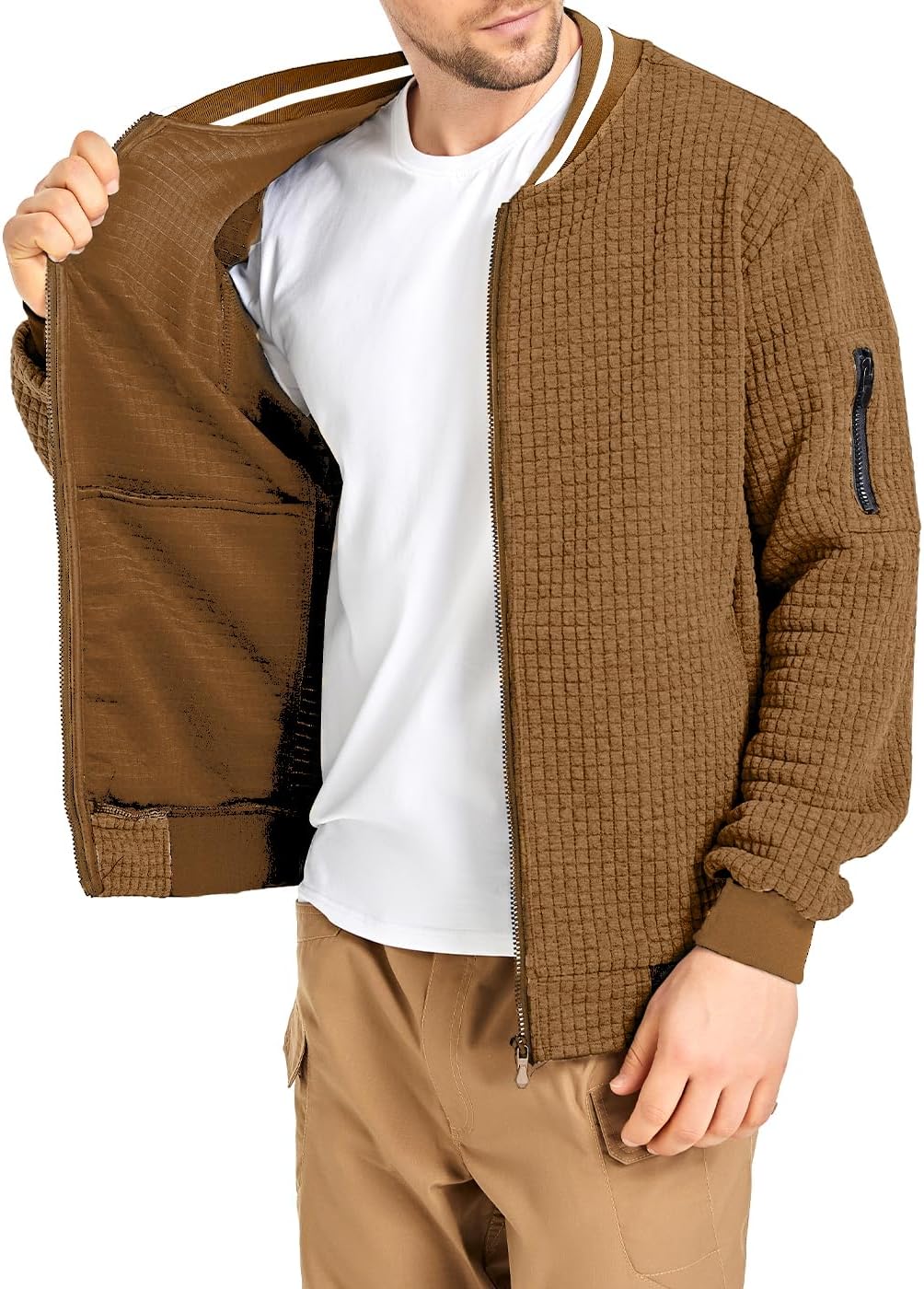 Mens Lightweight Jacket Casual Bomber Jacket Varsity Coat - Image 2