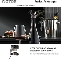 Vista 25 de WOTOR Champagne&Wine Bottle Stoppers Stainless Steel with Food Grade Silicone, Leak Proof Keep Fresh Reusable Saver, Cork Suitable for Wine, Silver