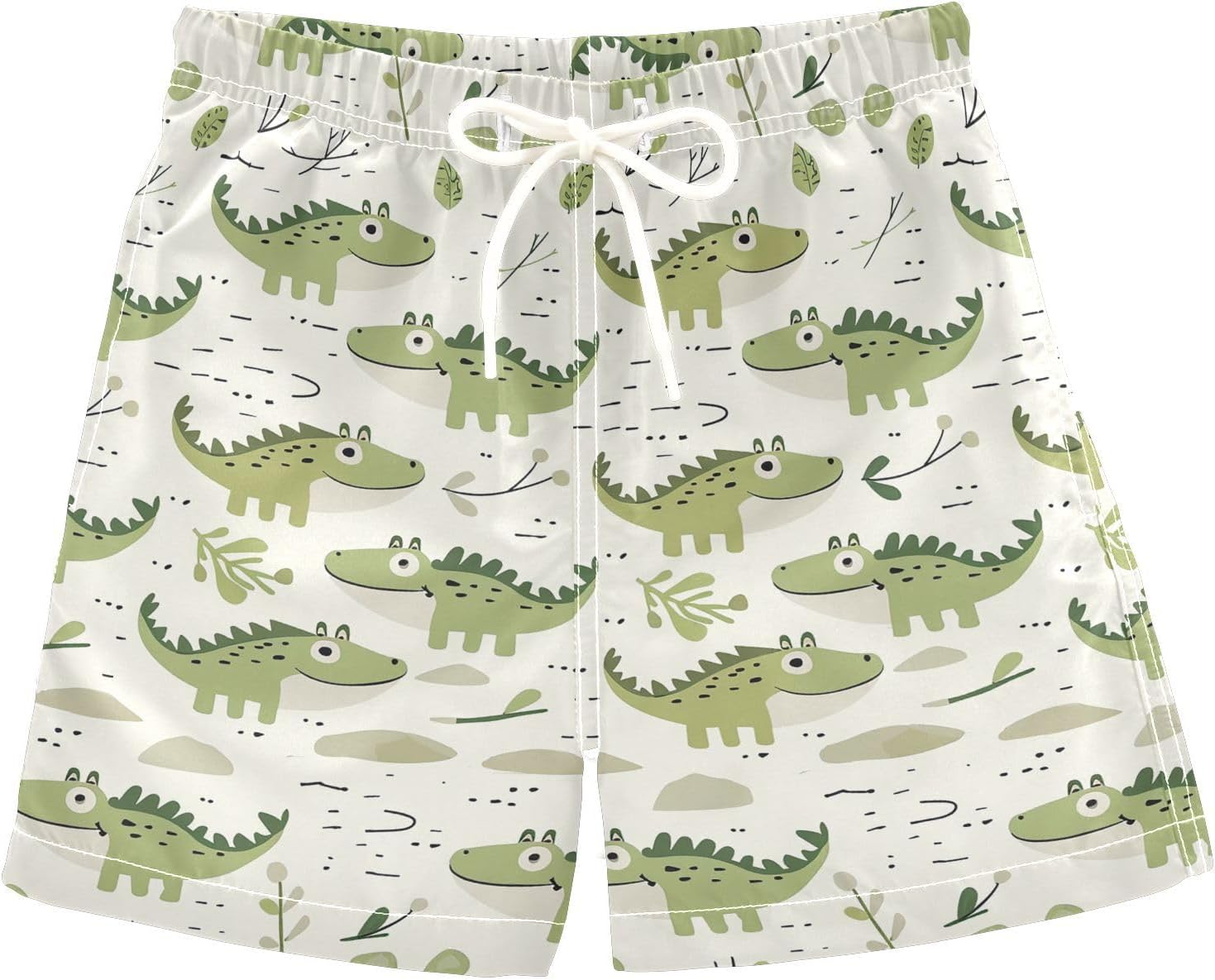visesunny Animal Leaf Crocodile Boys Swim Trunks Quick Dry Drawsting Boy's Beach Shorts Boy Bathing Suit with Pockets