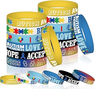 自閉症啓発ブレスレット パズルピース 自閉症啓発 シリコンリストバンド 特別自閉症教育 モチベーションを高めるラバーリストバンド 女性用 大人 ティーン ギフト パーティー用品 プレゼント 100個, middle, ゴム, ゴム
