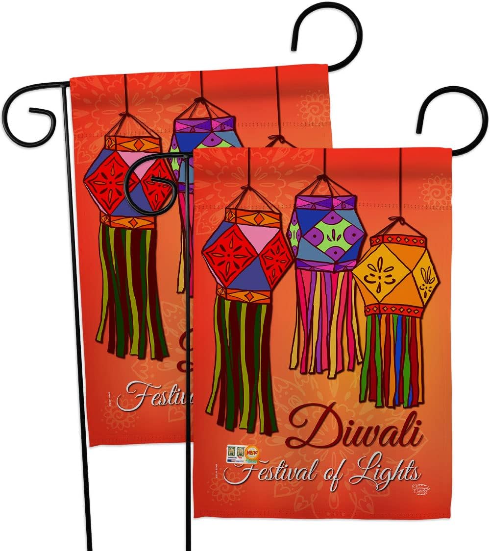 Festival Of Lights Garden Flags Pack Celebration Diwali Deepavali Hindus Religious Support Our Troops Small Decorative Gift Yard House Banner Double-Sided Made In USA 13 X 18.5