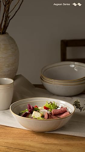 Miniatura 3 de famiware Juego de 4 cuencos para pasta, 42 onzas de profundidad para comer  Juego de platos grandes de sopa de cerámica del Egeo  aptos para