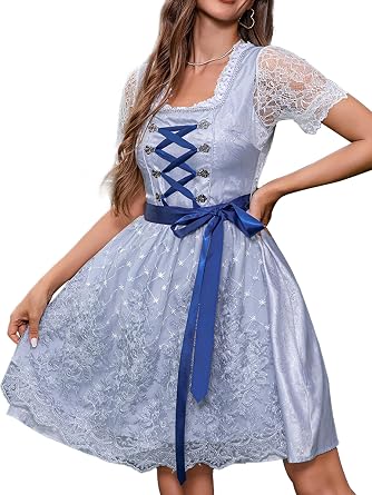 Womens German Dirndl Dress Oktoberfest Carnival Costumes Bavarian