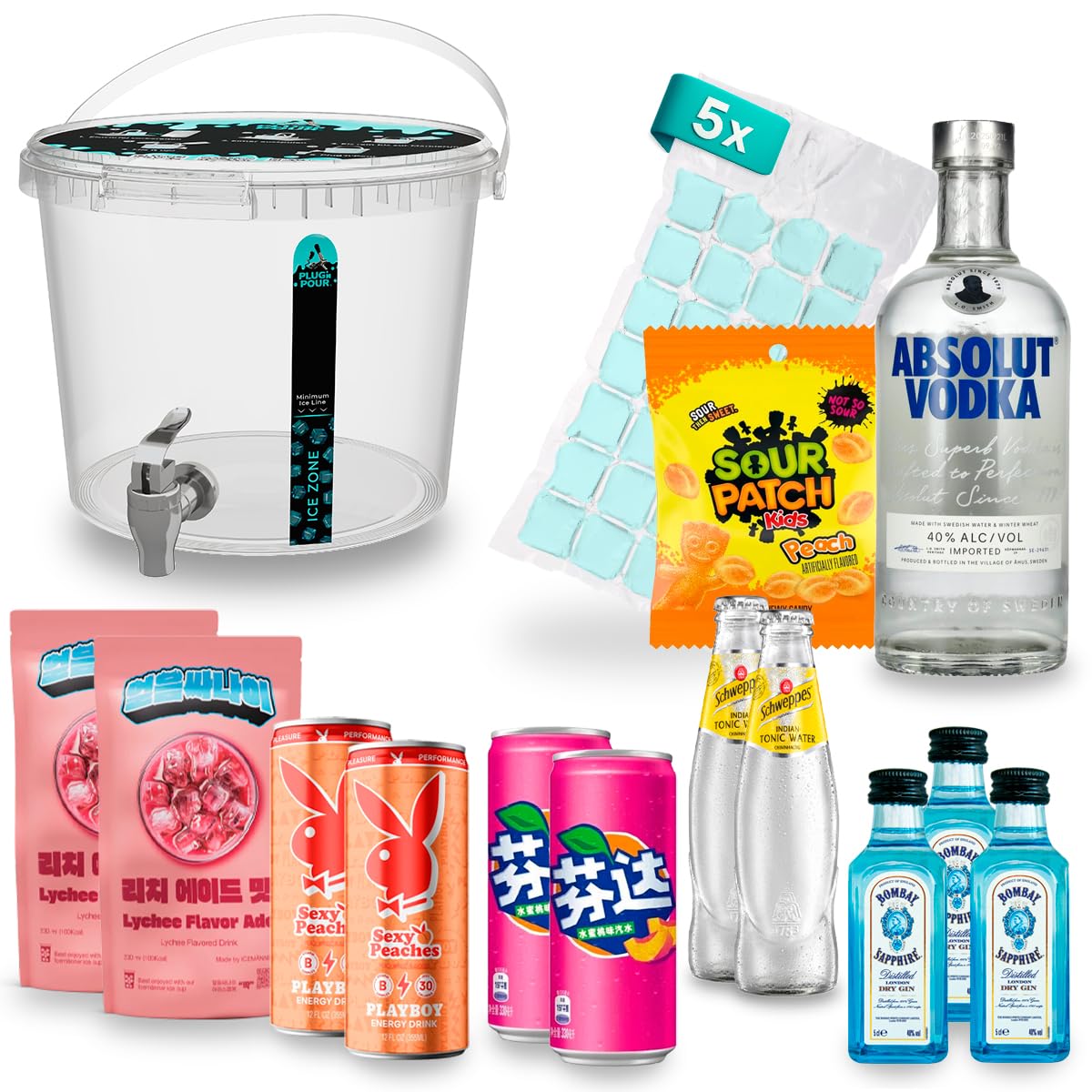 Plug'N'Pour Fertig Cocktail Set Peachi – inkl. Getränkespender | ca.11,2% Vol. | Cocktail Set zum Einschenken