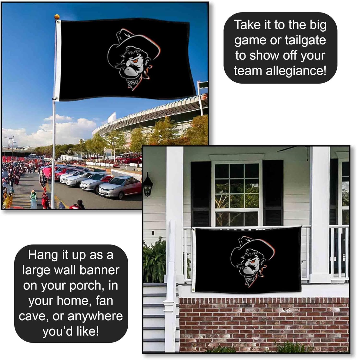 OSU Cowboys Pistol Pete Mascot College Flag