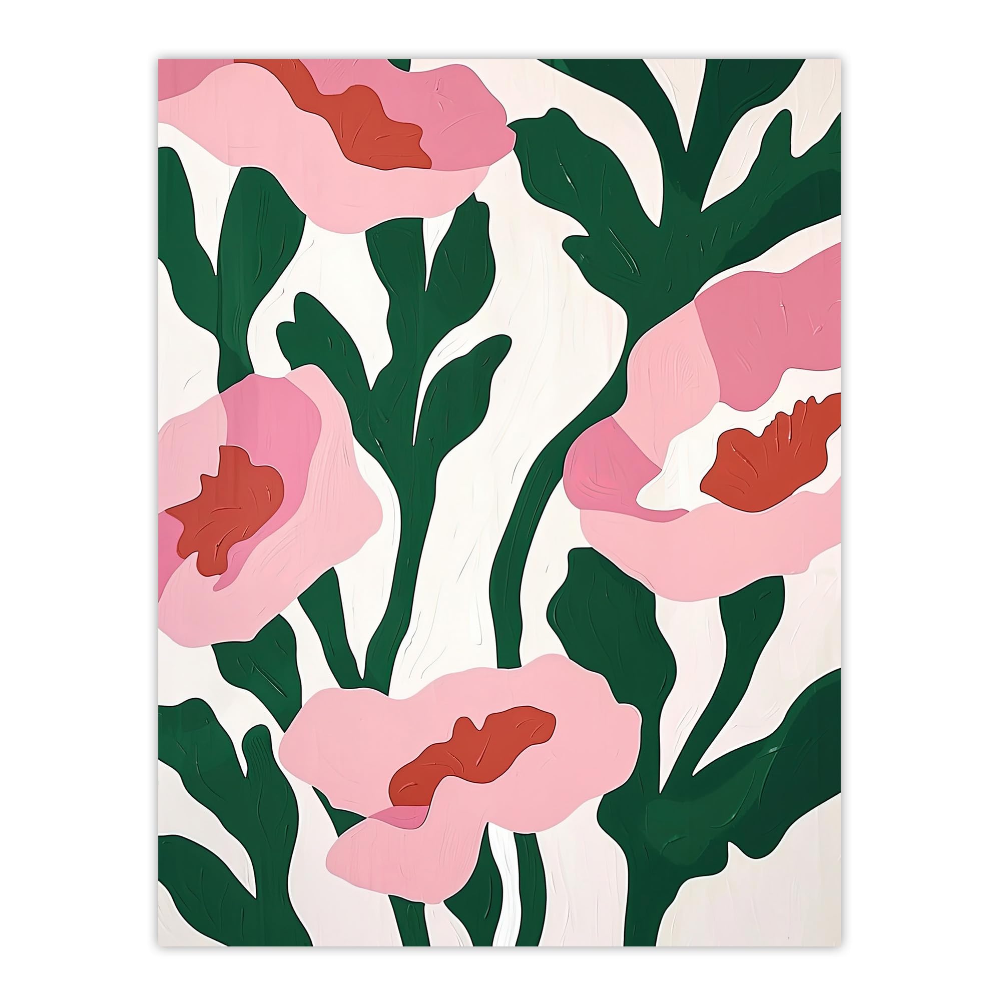 Artery8 Abstract Flower Blooms Pink Green Bright Painting For Living Room Large Wall Art Poster Print Thick Paper 18X24 Inch