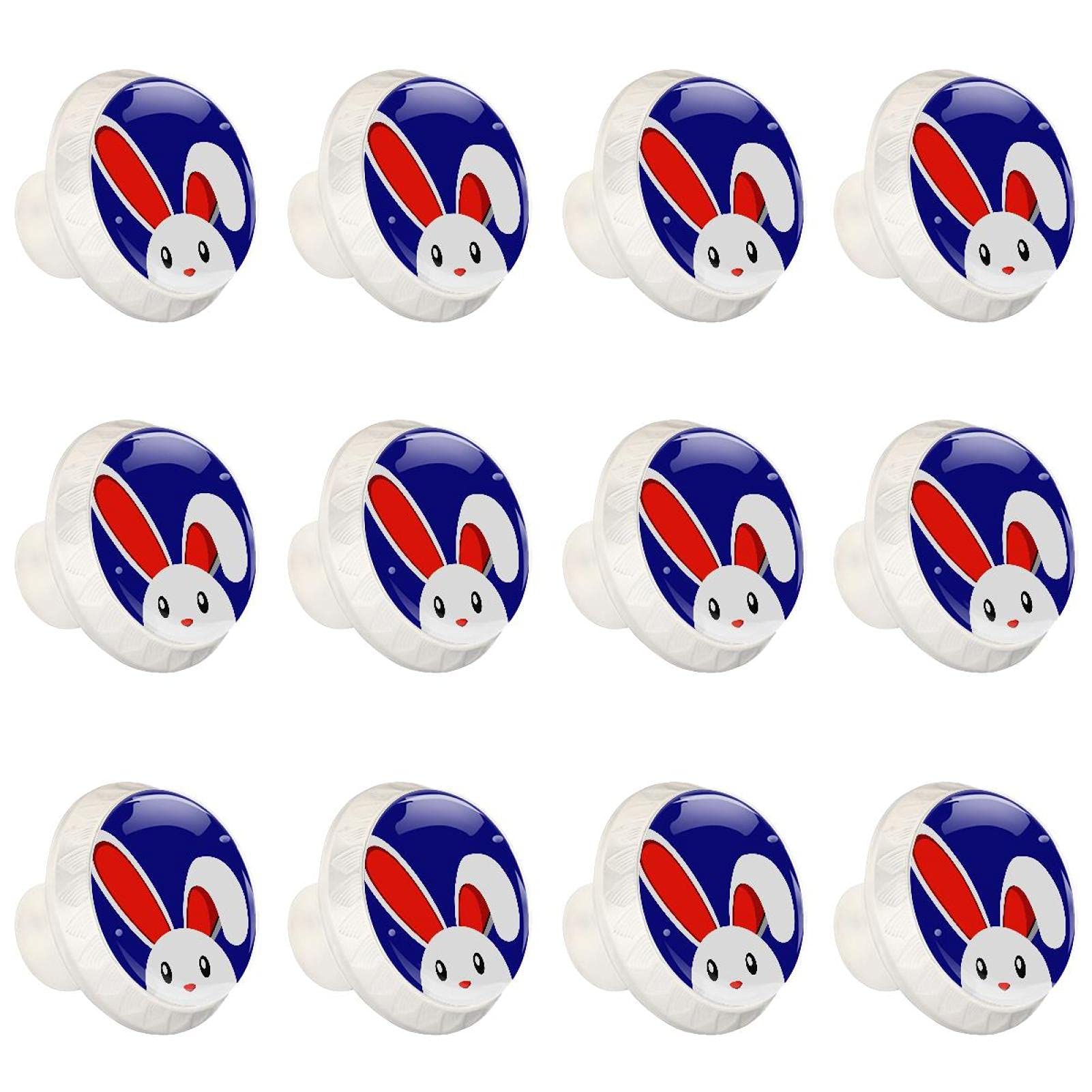 Boutons d'armoires de cuisine lapin bleu lot de 12 poignées
