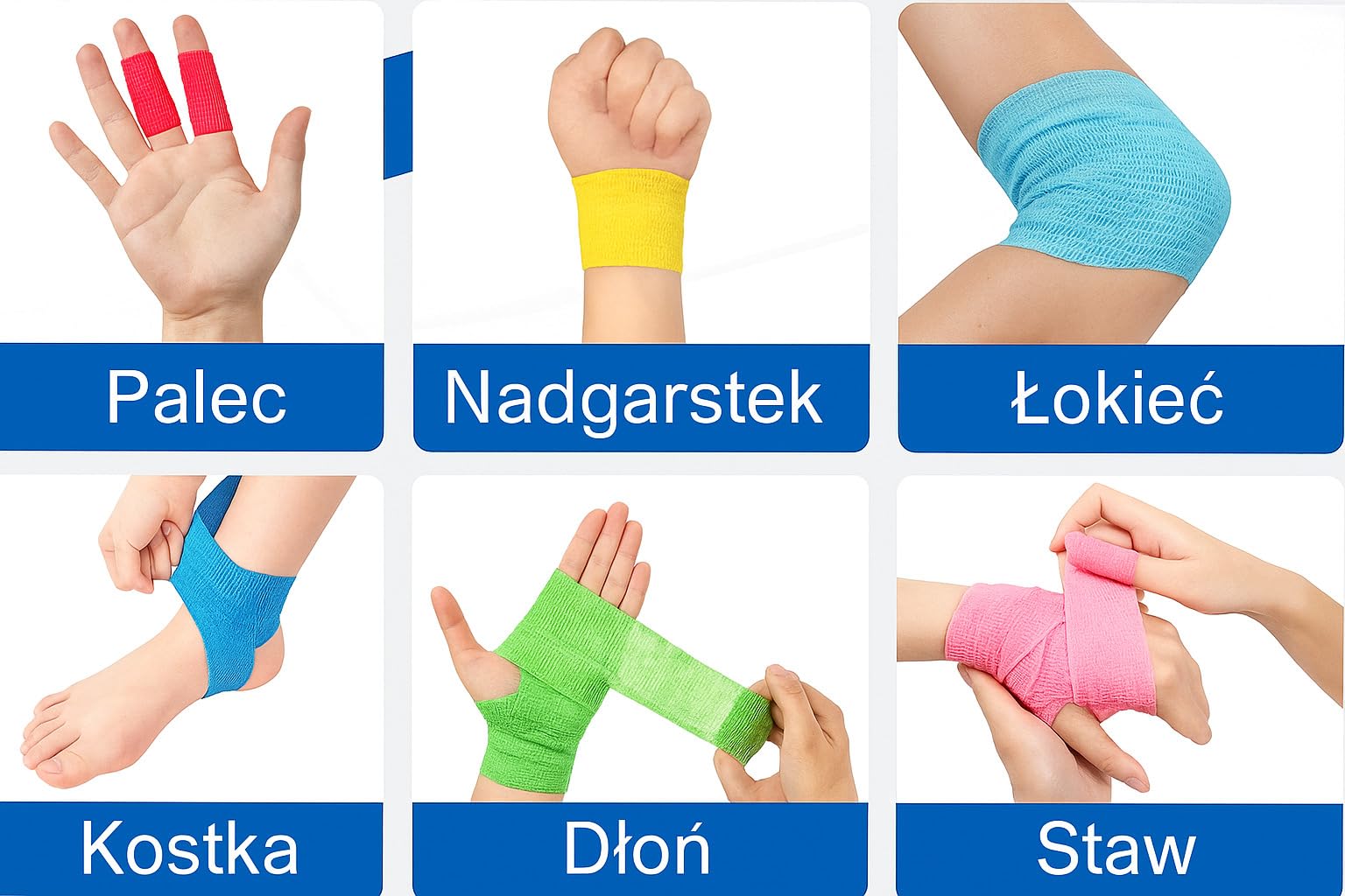 Sportowy bandaż samoprzylepny 36 szt. - Elastyczna taśma klejąca na rzep 2,5 i 5 cm - oddychająca, wodoodporna - do pielęgnacji zwierząt i ludzi - kolorowa i hipoalergiczna