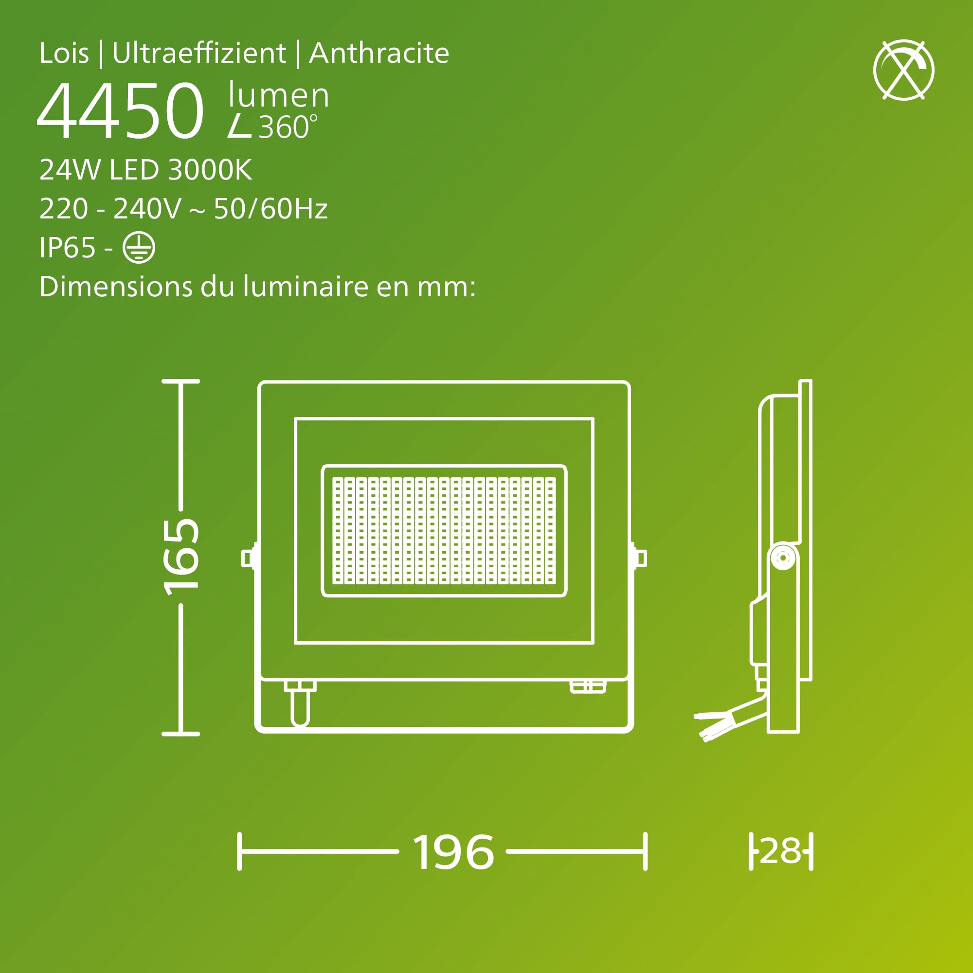 Image secondaire de Projecteur Extérieur Philips UltraEfficient 24W - Lumière Blanche 3000K