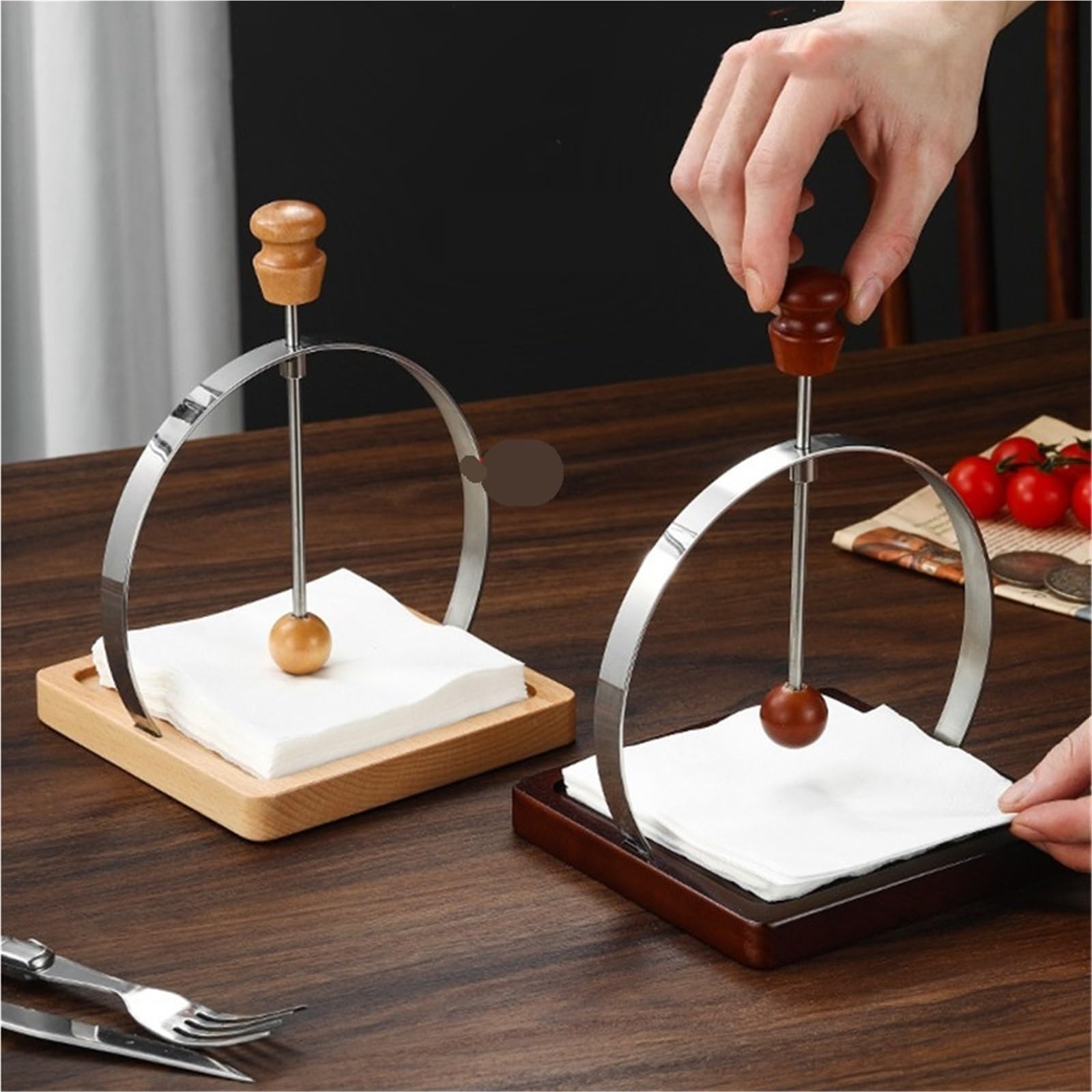 Soporte de pañuelos for Hotel, restaurante occidental, soporte papel for servilletas, servilletero mesa madera maciza, Clip for caja for tienda Sushi y café para Cocina(Brown)