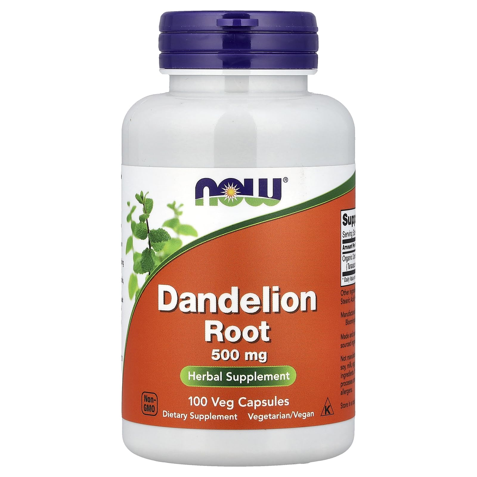 NOW Foods Dandelion Root 500 mg 100 Veg Capsules