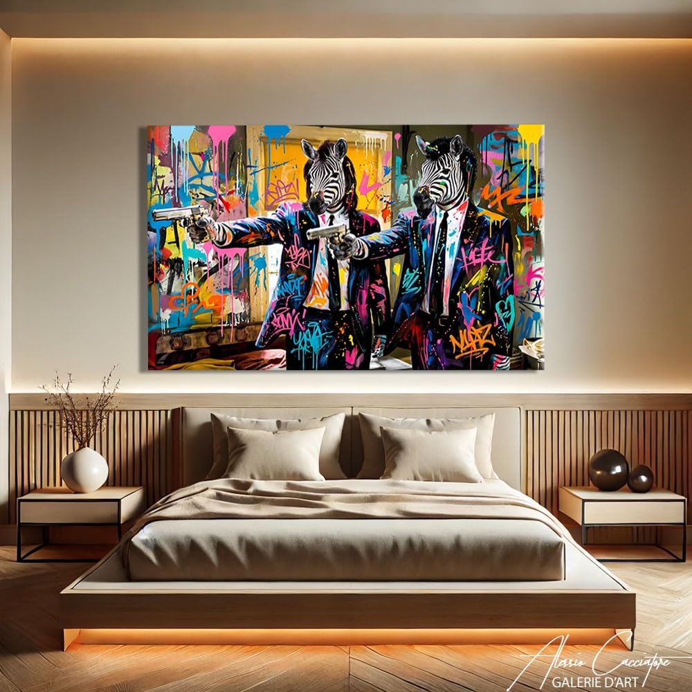 Quadro Pop Art con cornice Xxl Animali - Decorazione da parete cinema - Tela Graffiti Street Art - Poster di film cinema di grandi dimensioni - Quadro Graffiti Animali Camera da Letto Ragazzo (120 x