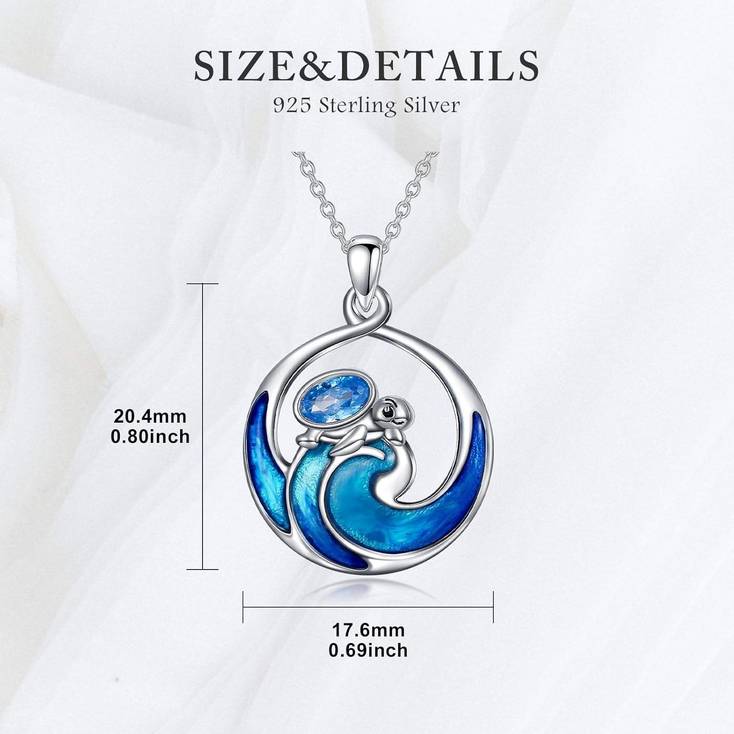 Turtle Pendant Necklace Sterling Silver Wave Turtle Pendant for Women - Image 5