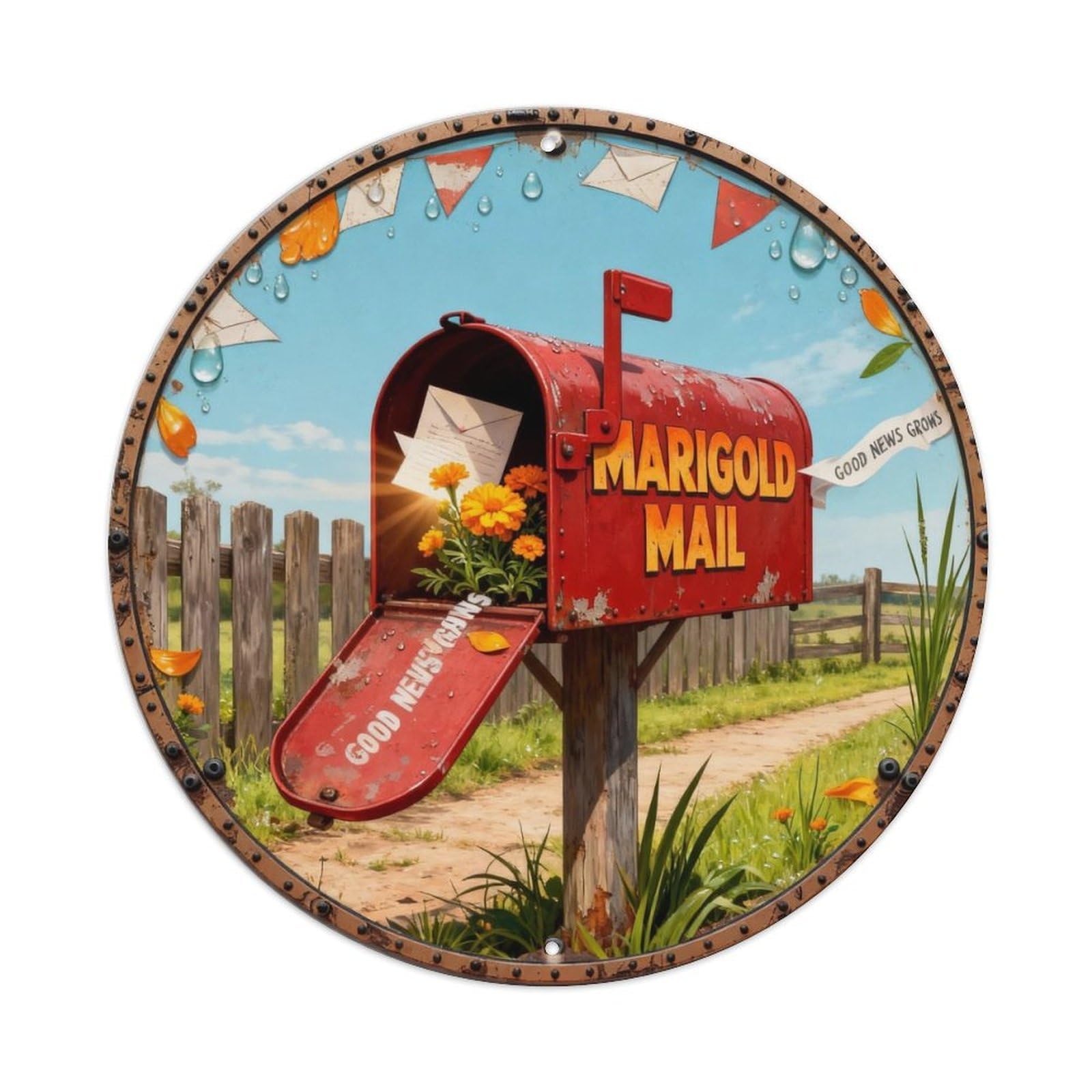 Marigold Mail Sign Metal Tin Sign Plaque