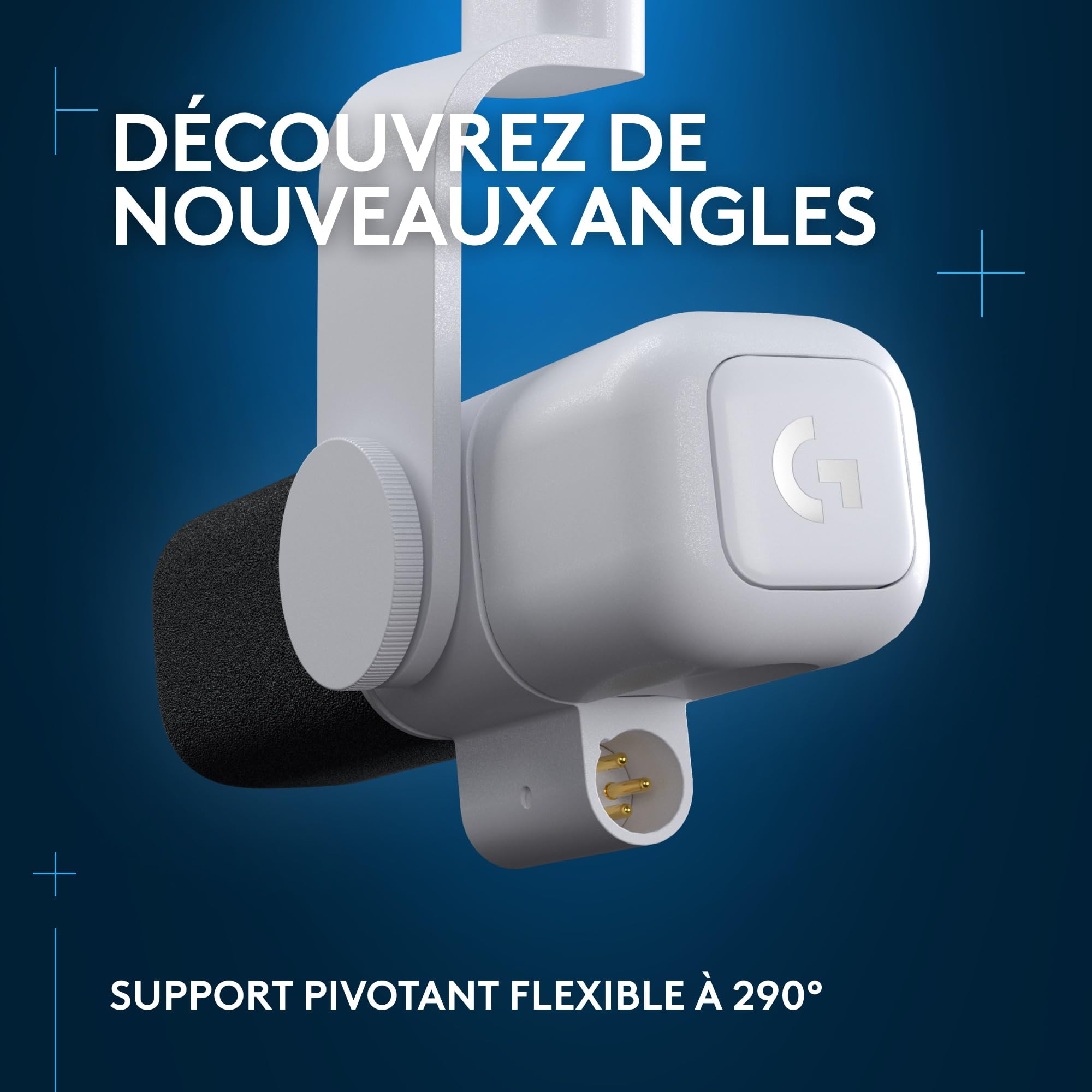 Logitech G Yeti Studio Microphone Gaming de Diffusion XLR Actif + Dynamique | Préamplificateur actif ClearAmp, capsule à double diaphragme, antichoc interne - Blanc