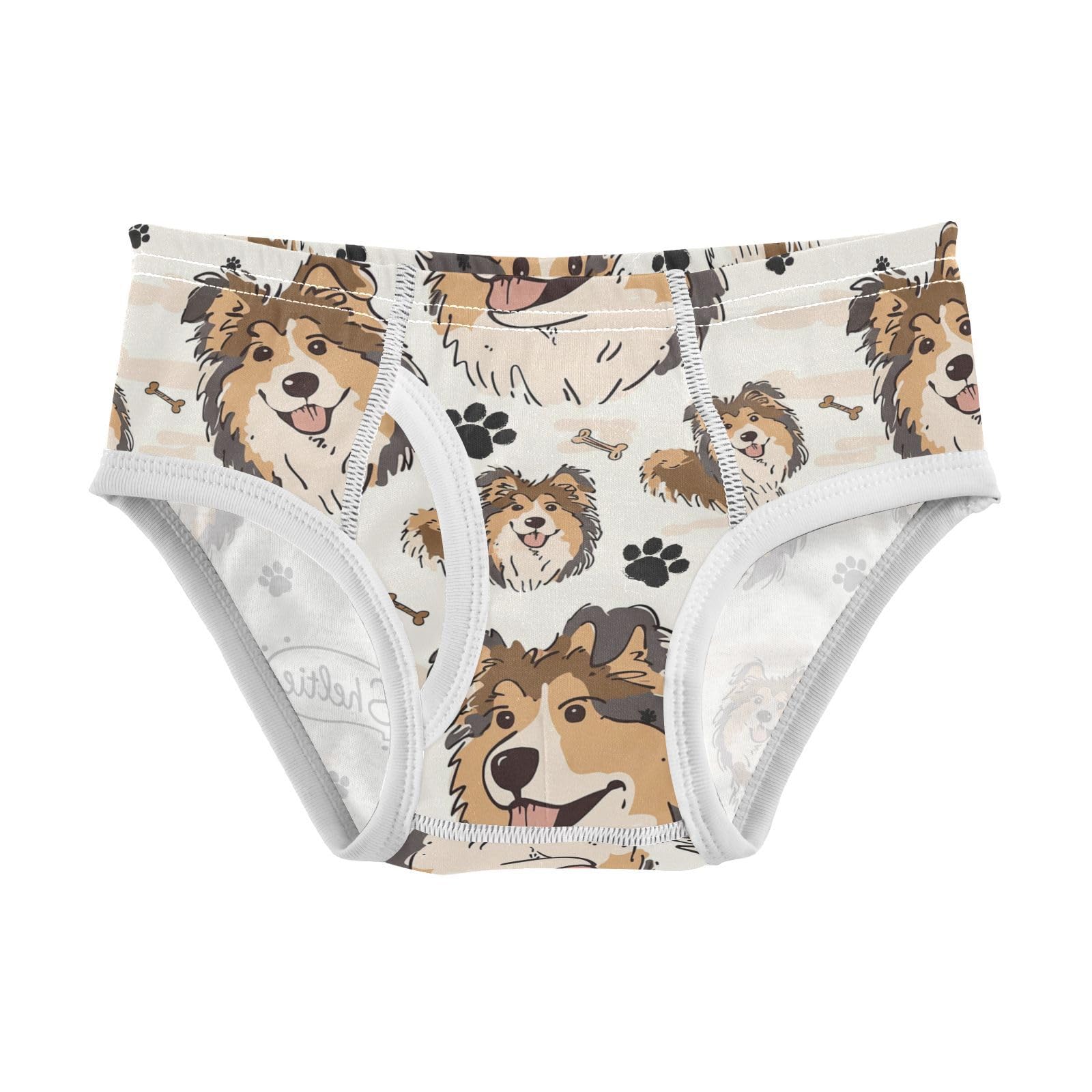 MCHIVER Sheltie Dog Beige Boys' Underwear Cotton Kids Briefs Training Underwear for Boy Toddler 6Y