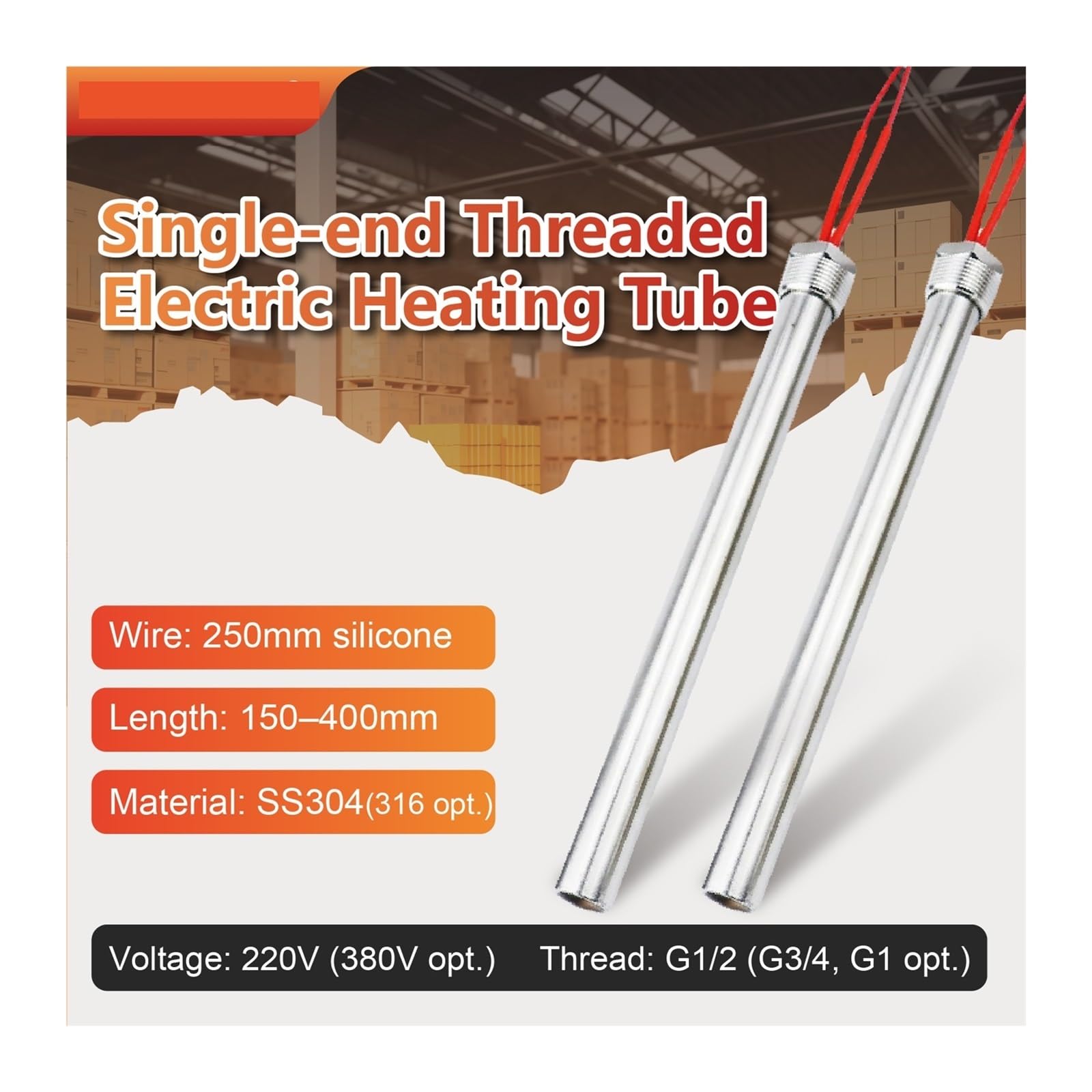 Riscaldatore ad immersione filettato a testa singola 220V | G1/2 Tubo di Riscaldamento Elettrico Radiatore Serbatoio Acqua Caldaia Asta Riscaldante 500-3000W(16-400-3000W)