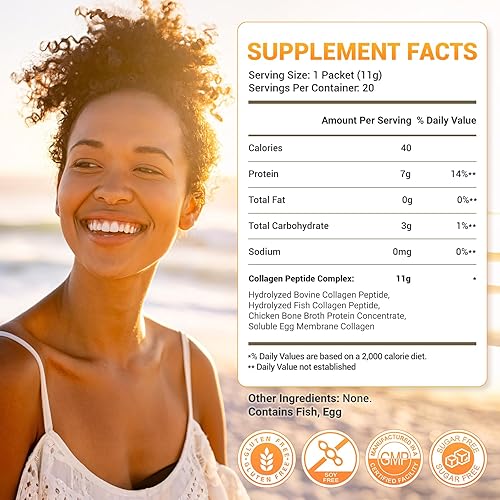 Miniatura 4 de Péptidos de colágeno, 5 tipos de suplemento de colágeno hidrolizado en polvo, apoya el cabello, la piel, las uñas, las articulaciones y los huesos,