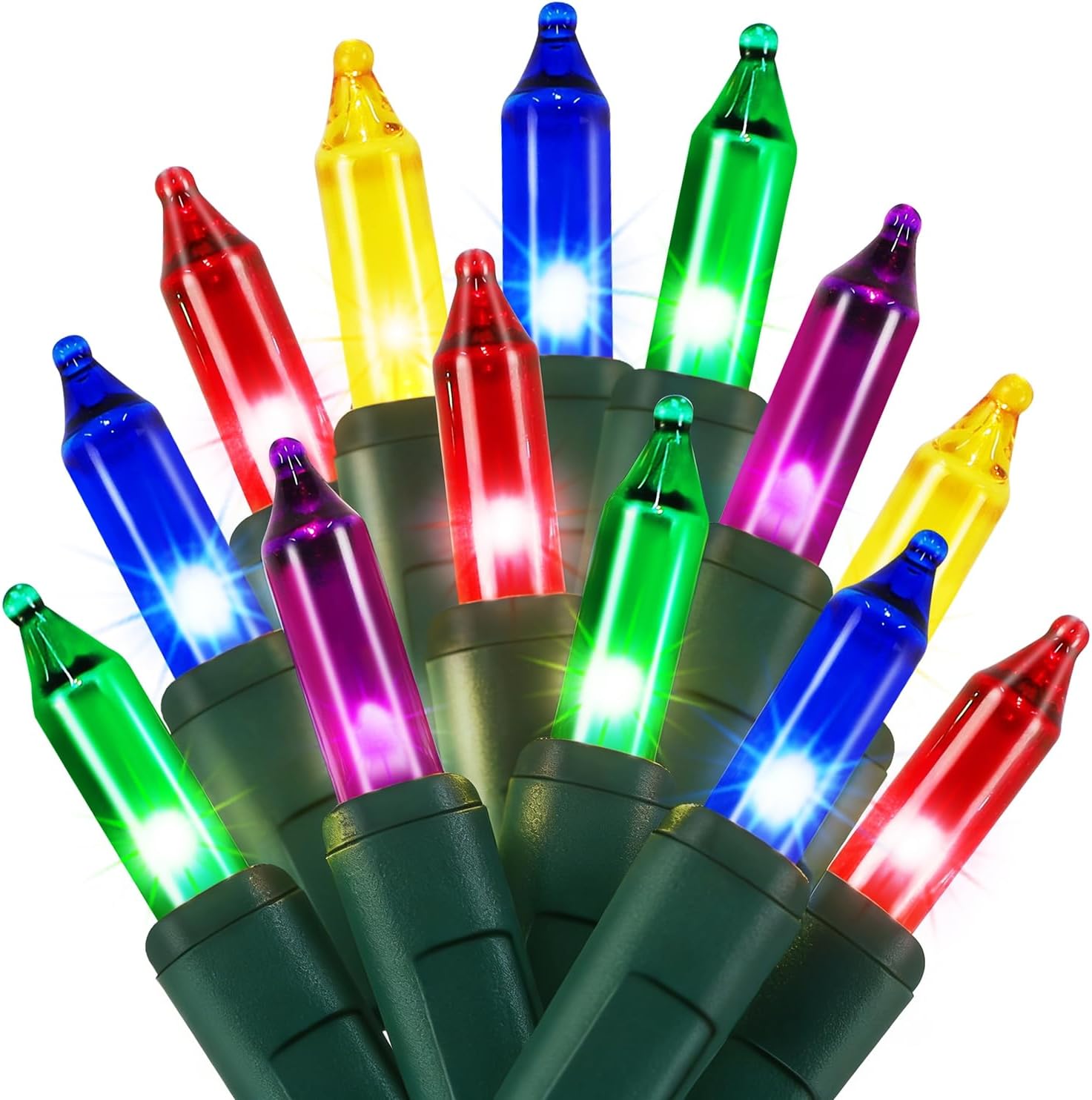 2 Pack Multicolor Christmas String Lights, 100 Count Each, Incandescent Mini Christmas Lights, Connectable Xmas Tree Light for Indoor Outdoor Garland Birthday Holiday Wedding Festival Party