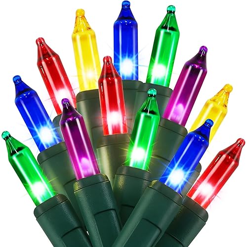 Multicolor Christmas String Lights, 100 Count, Incandescent Mini Christmas Lights, Connectable Xmas Tree Light for Indoor Outdoor Garland Birthday Holiday Wedding Festival Party