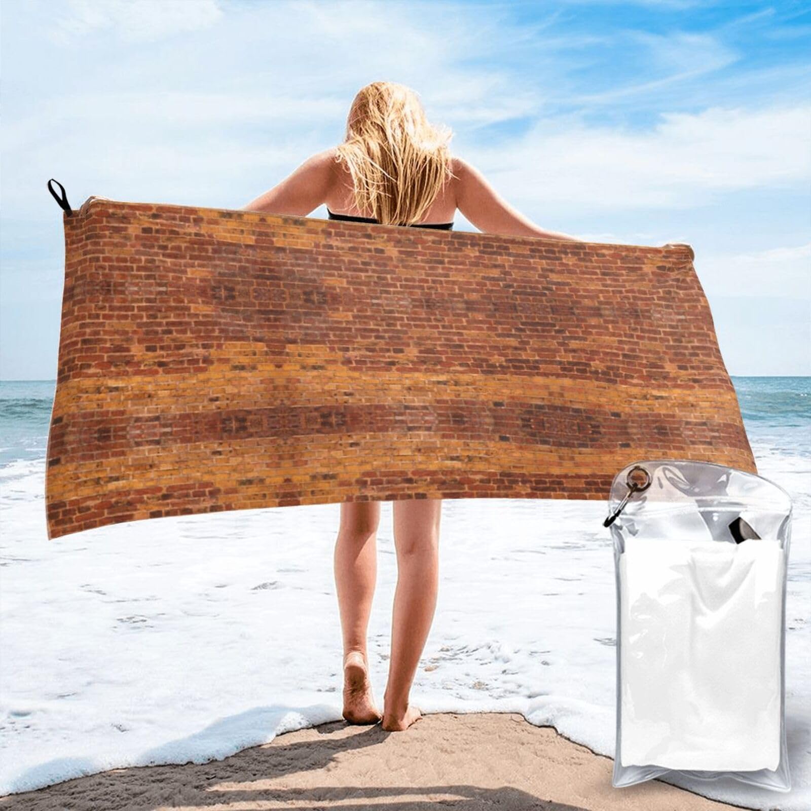 WYCZHY Industrial Brick Wall Background Print Beach Towel Soft Quick Dry For Spa Pool Gym Vacation Travelers Women Men Adults Sauna Gift