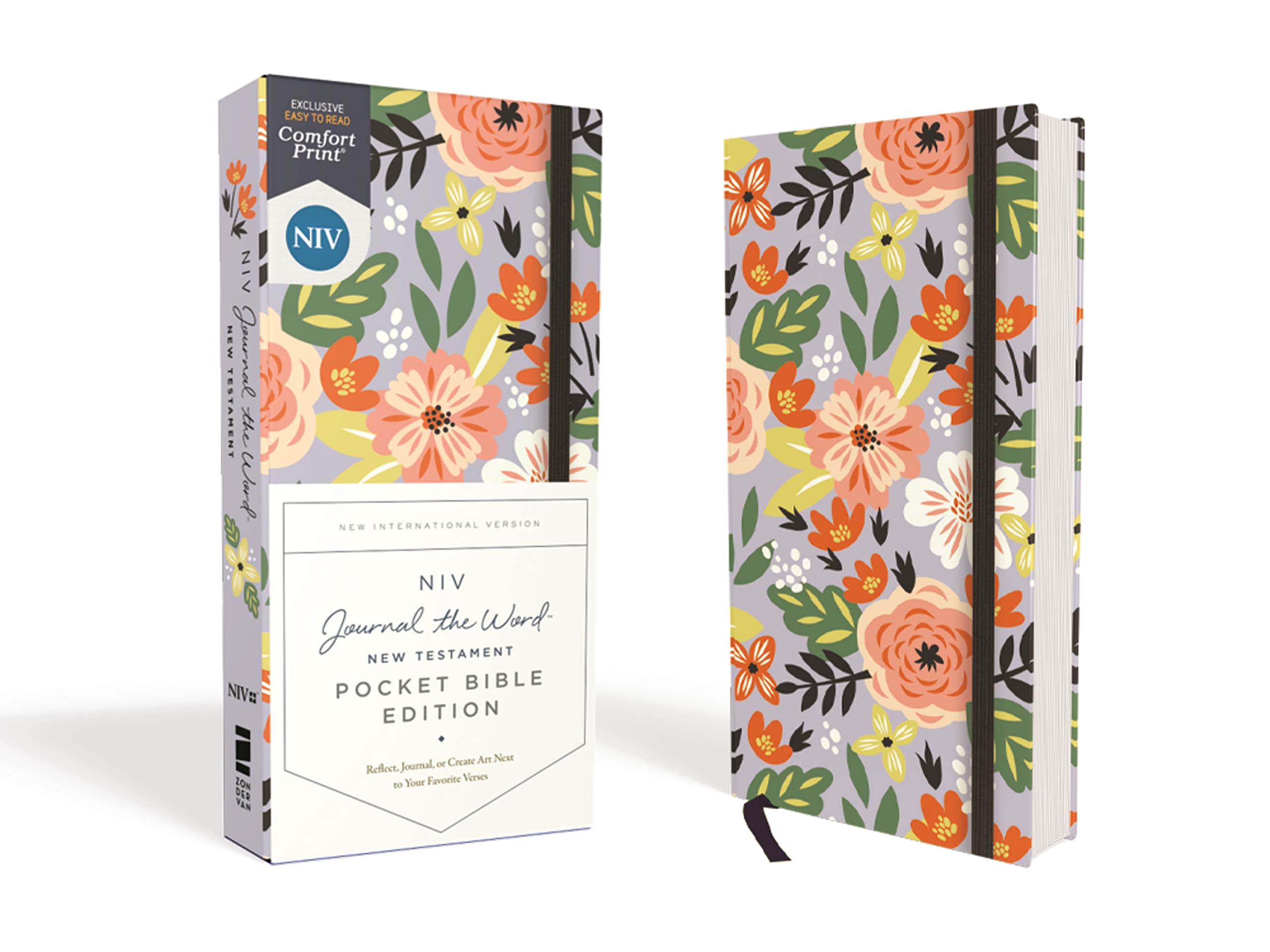 NIV, Journal the Word New Testament (Perfect for Note-​Taking), Pocket Bible Edition, Hardcover, Floral, Red Letter, Comfort Print