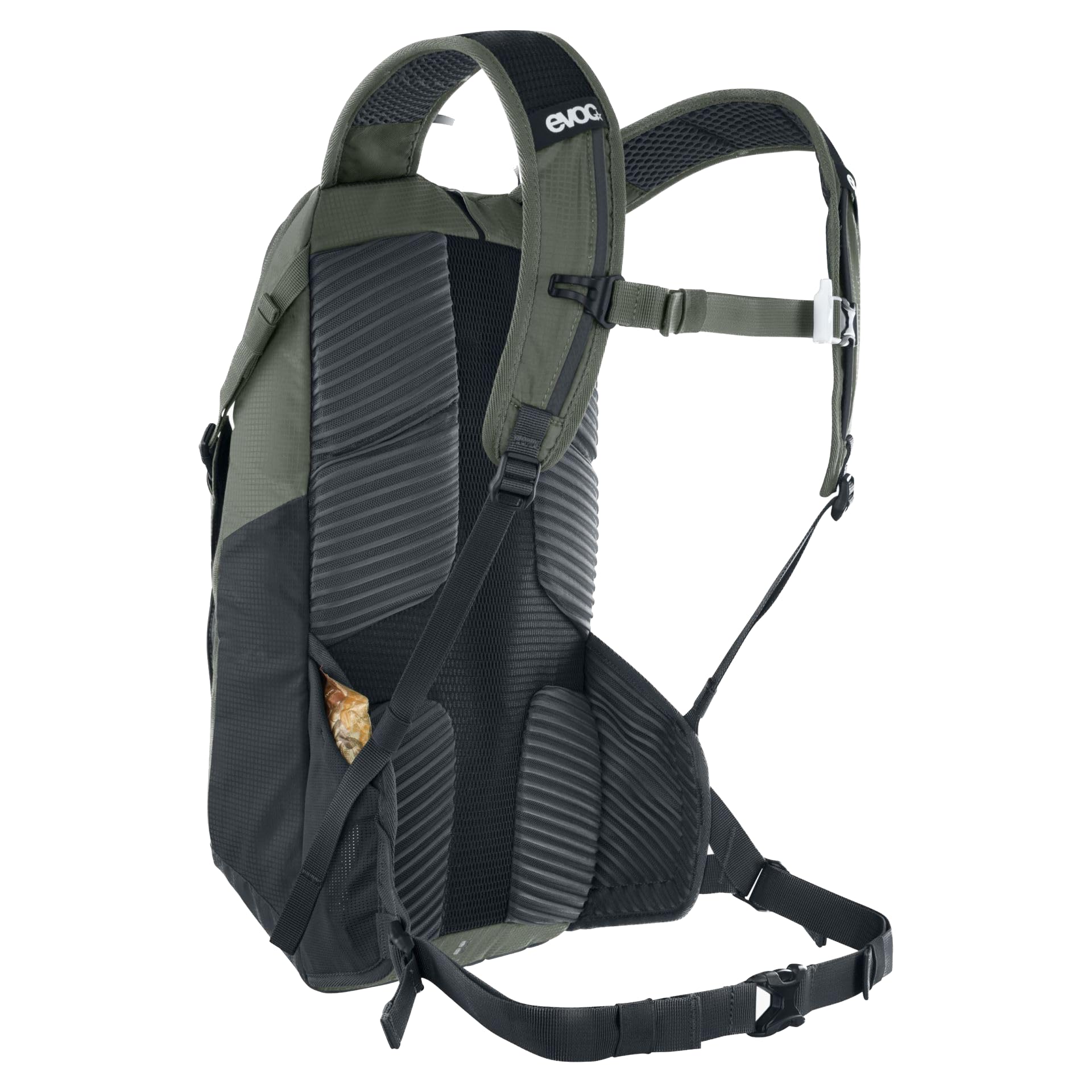 EVOC RIDE 12 Protektor Fahrradrucksack, Trekkingrucksack für Trails & Alltag (cleveres Taschenmanagement, AIR-PAD-Rückenpolsterung, Helmhalterung, Backpack inkl. 2l Trinkblase), Dunkeloliv/Schwarz