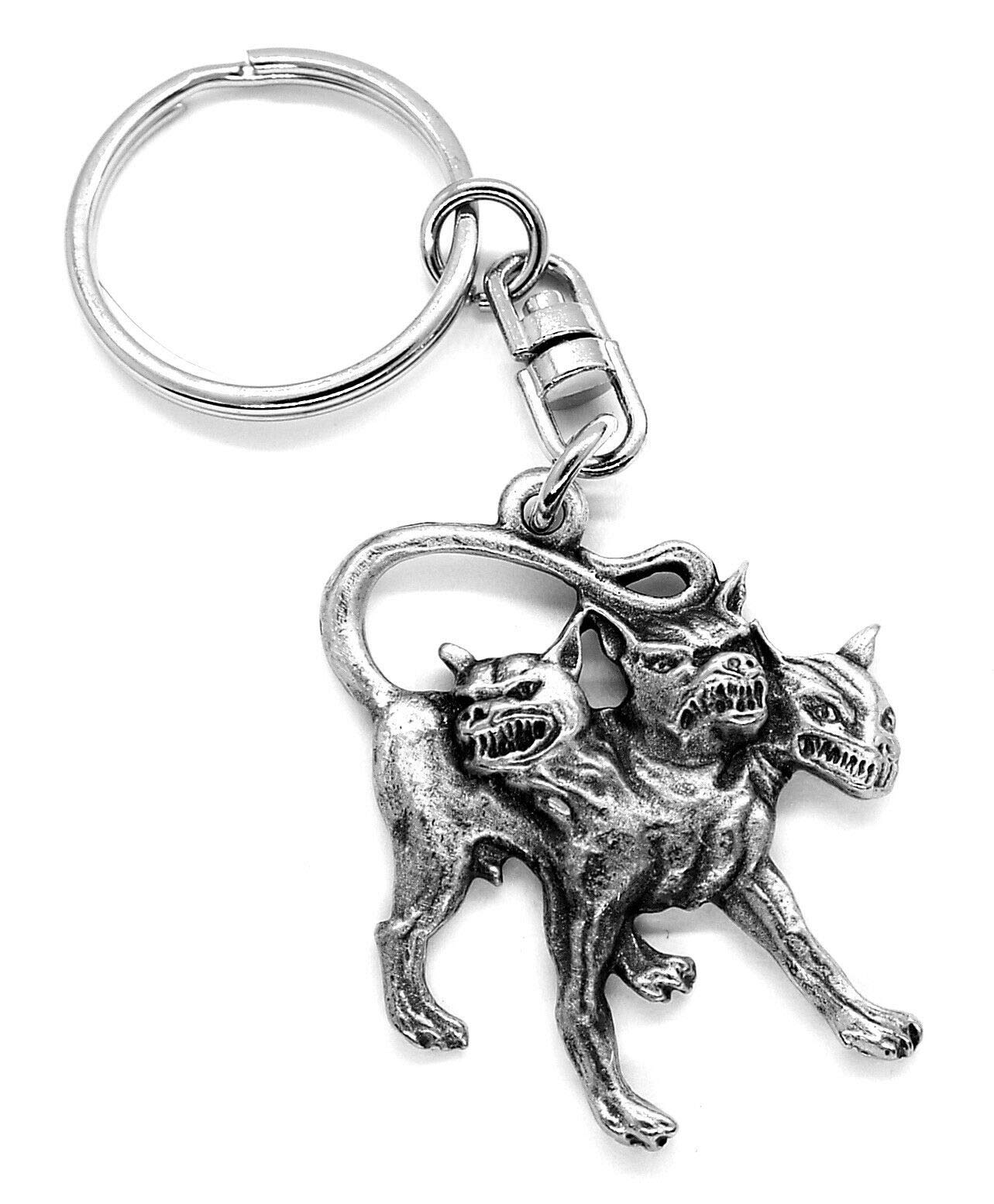 Pewter Keychains Pewter Fine Cerberus Hound Of Hades Keyring With Gift Pouch