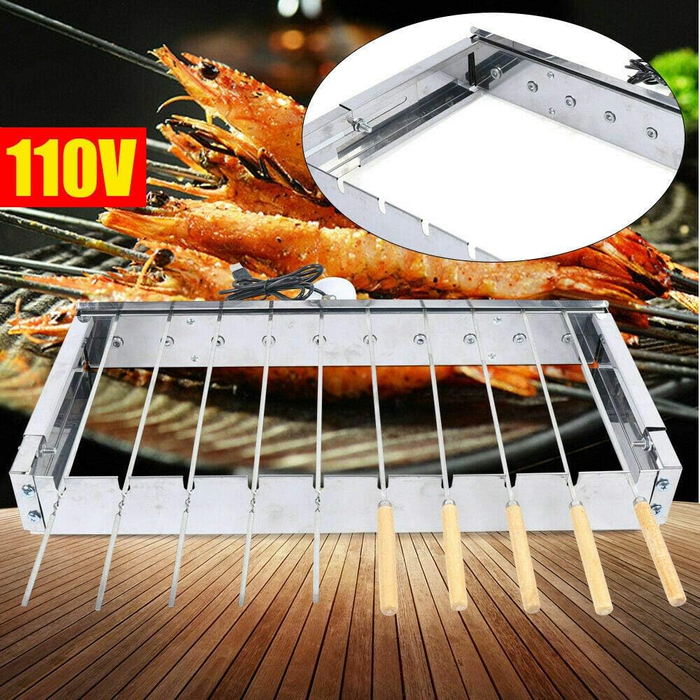 YIYIBYUS 10 Holes Electric Grill, Barbeque Bbq Roaster Shelf,Outdoor Garden Cooking Camping 110V,Portable Bbq - Stainless Steel Grill for Outdoor Barbecues, Camping, Tailgating, Traveling