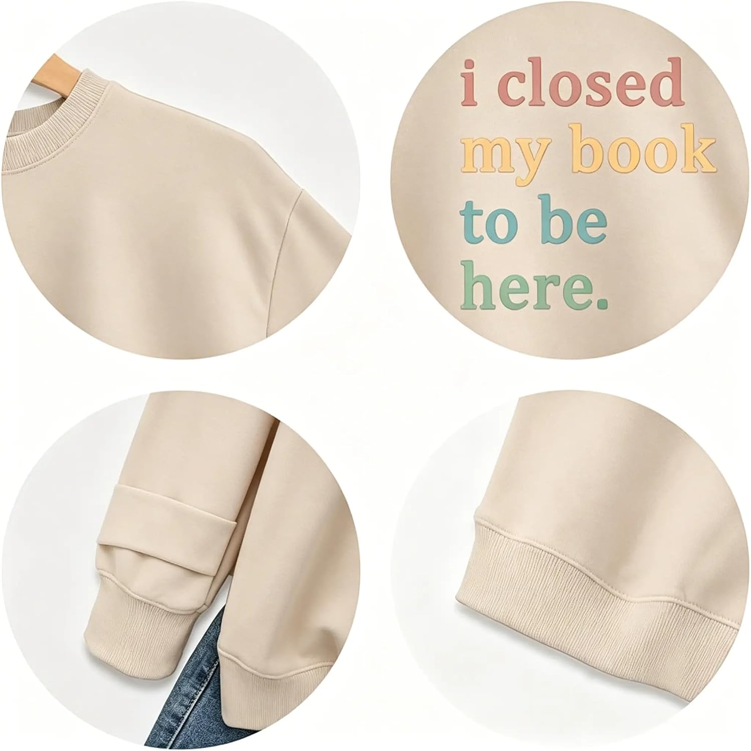 Book Sweatshirt for Women I Closed My Book to Be Here Long Sleeve Graphic Pullover Bookish Reading Lover Tops