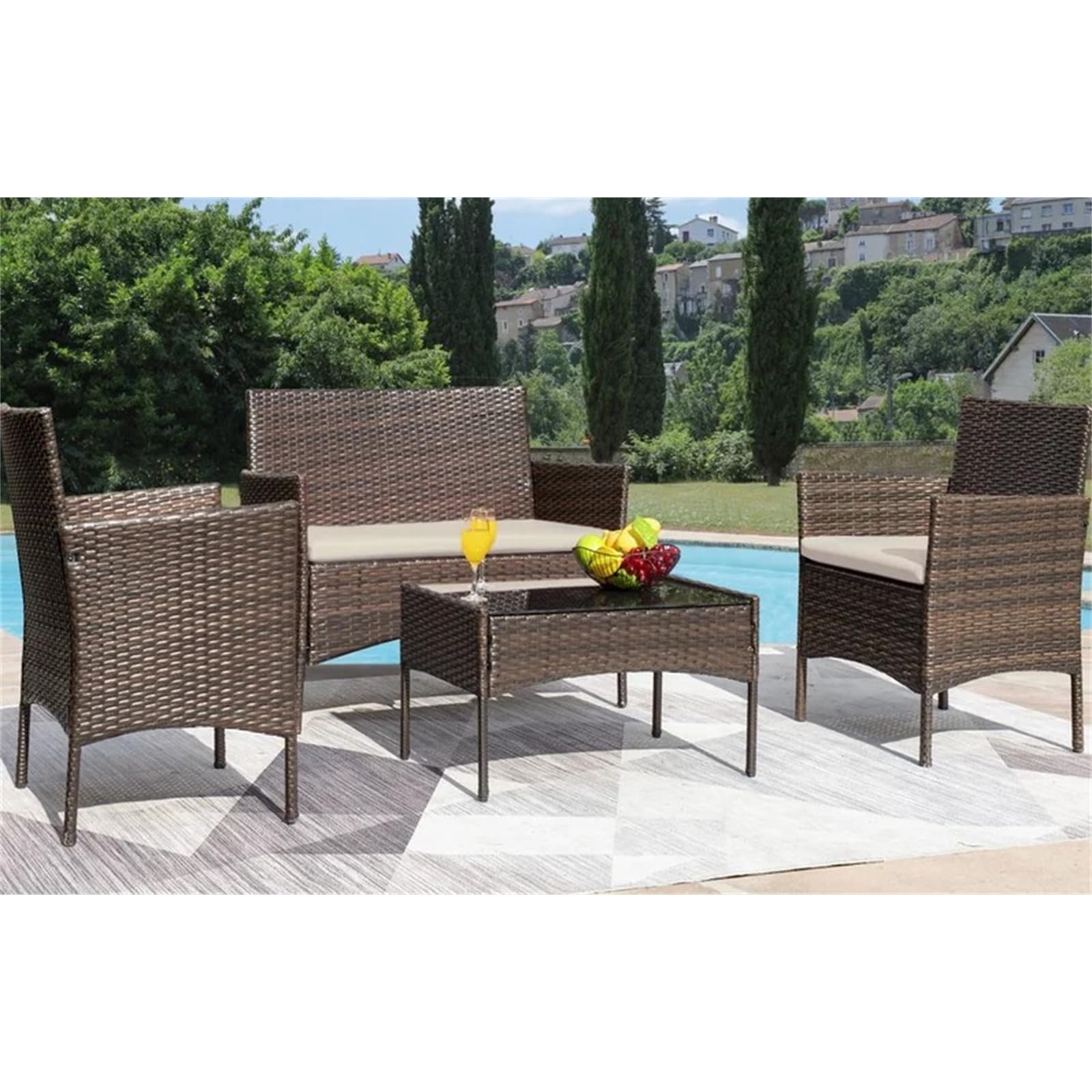 HTI living Gartenmöbel 4-teiliges Set Maceira Loungemöbel Polyrattan