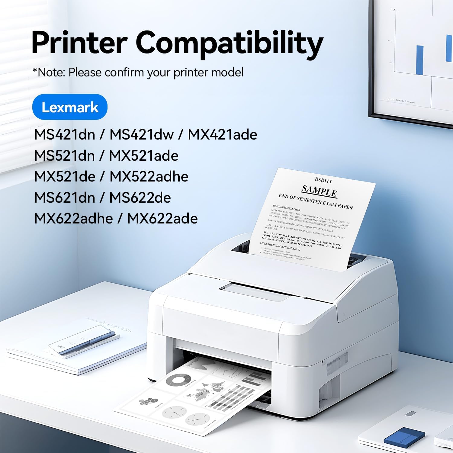 56F1X00 Black Extra High Yield Toner Cartridge Replacement for Lexmark 56F1X00 Toner Compatible with Lexmark MS421 MX421ade MS521dn MX521 MX522adhe MS621dn MS622de MX622 Laser Printer Ink All-in-One