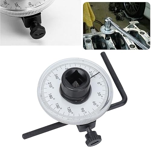 Miniatura 5 de Medidor de ángulo de accionamiento, juego de llaves de medidor de accionamiento ajustable de 360 grados de 1/2 pulgadas, herramienta de calibre de