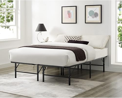 Miniatura 63 de Naomi Home Base de cama de metal de 14 pulgadas con plataforma de metal de alta resistencia (no necesita somier), color negro Negro -,Natural,Blanco