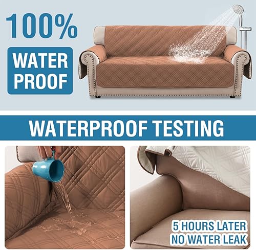 Miniatura 4 de H.VERSAILTEX Fundas de sofá 100 % impermeables para perros, modernas, con correas elásticas, protector grueso y suave contra las garras de gato