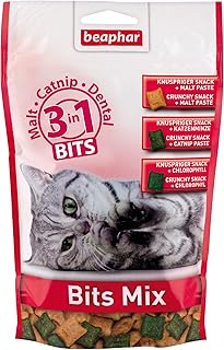 Beaphar Bits Mix - Für Katzen - 3 in 1 - Malt - Catnip - Dental - Katzensnacks - 1er Pack (1 x 150 g) product image