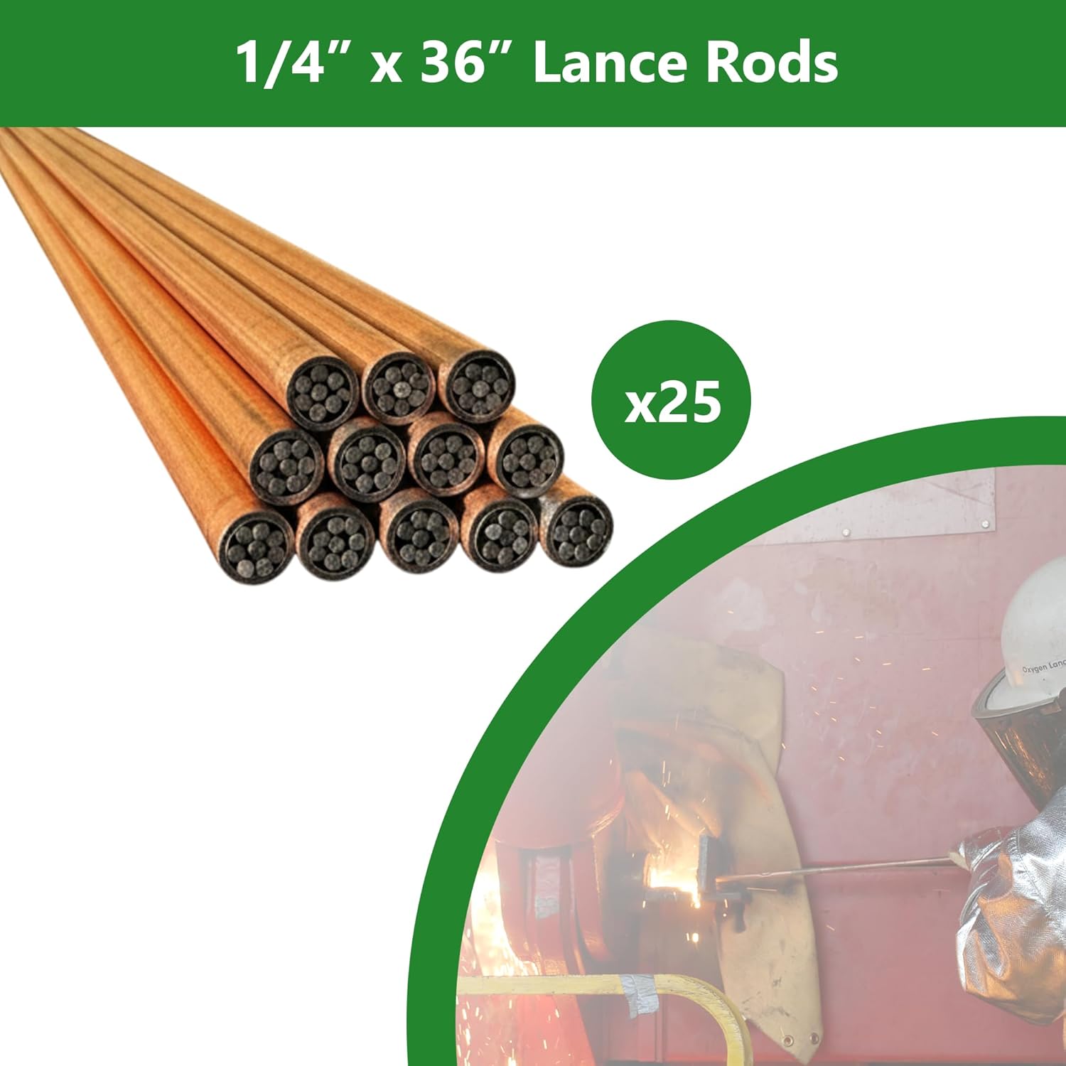 Oxylance Sure Cut Exothermic Cutting Rods – 1/4" × 36" – Box of 25 – For Sure Cut System – Model 25B36