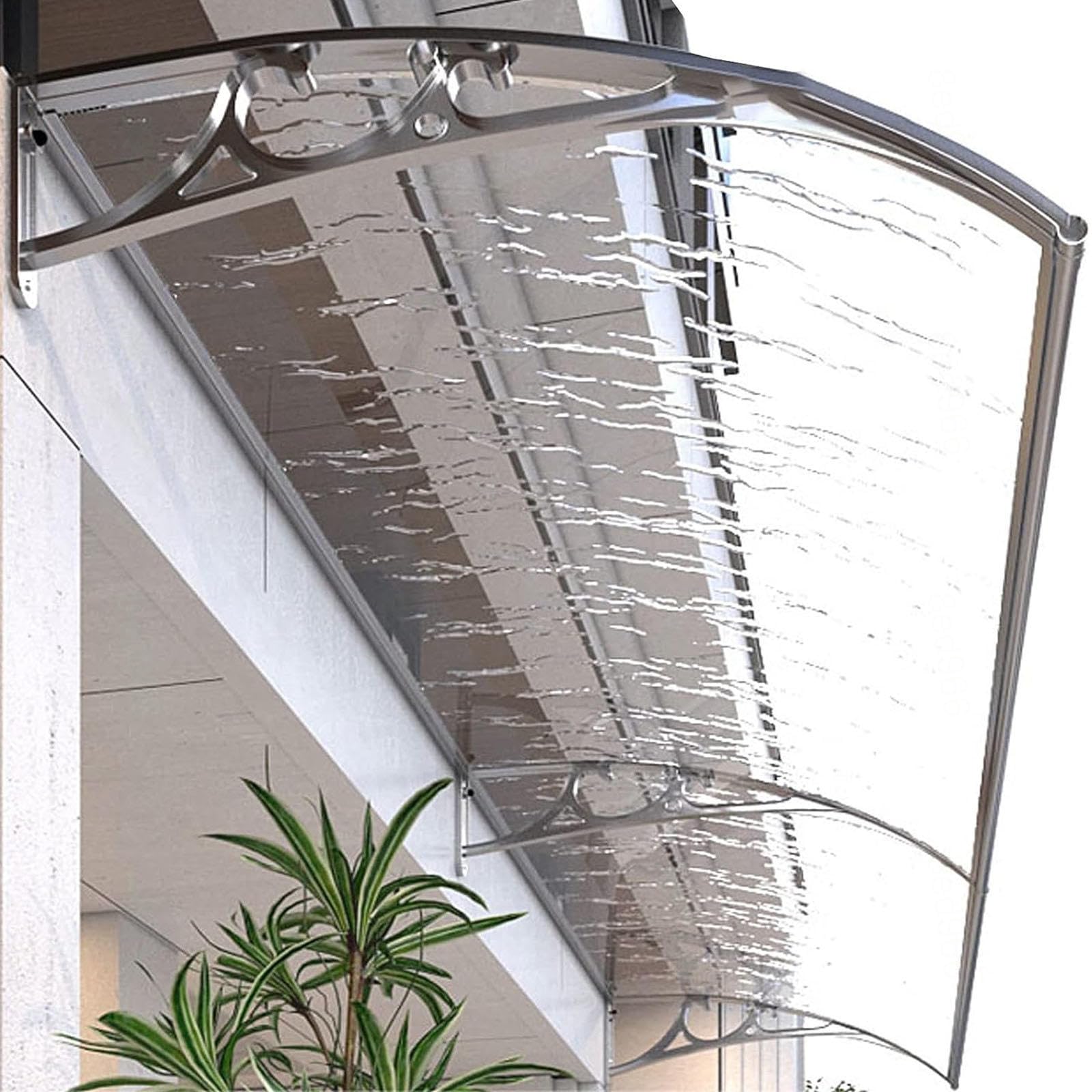 GJMSSMY Outdoor Patio Canopy - Aluminum Roof Shelter Cover for Front/Back Door & Window UV-Resistant Polycarbonate Transparent + Metal 24x24in (B-60x60cm)