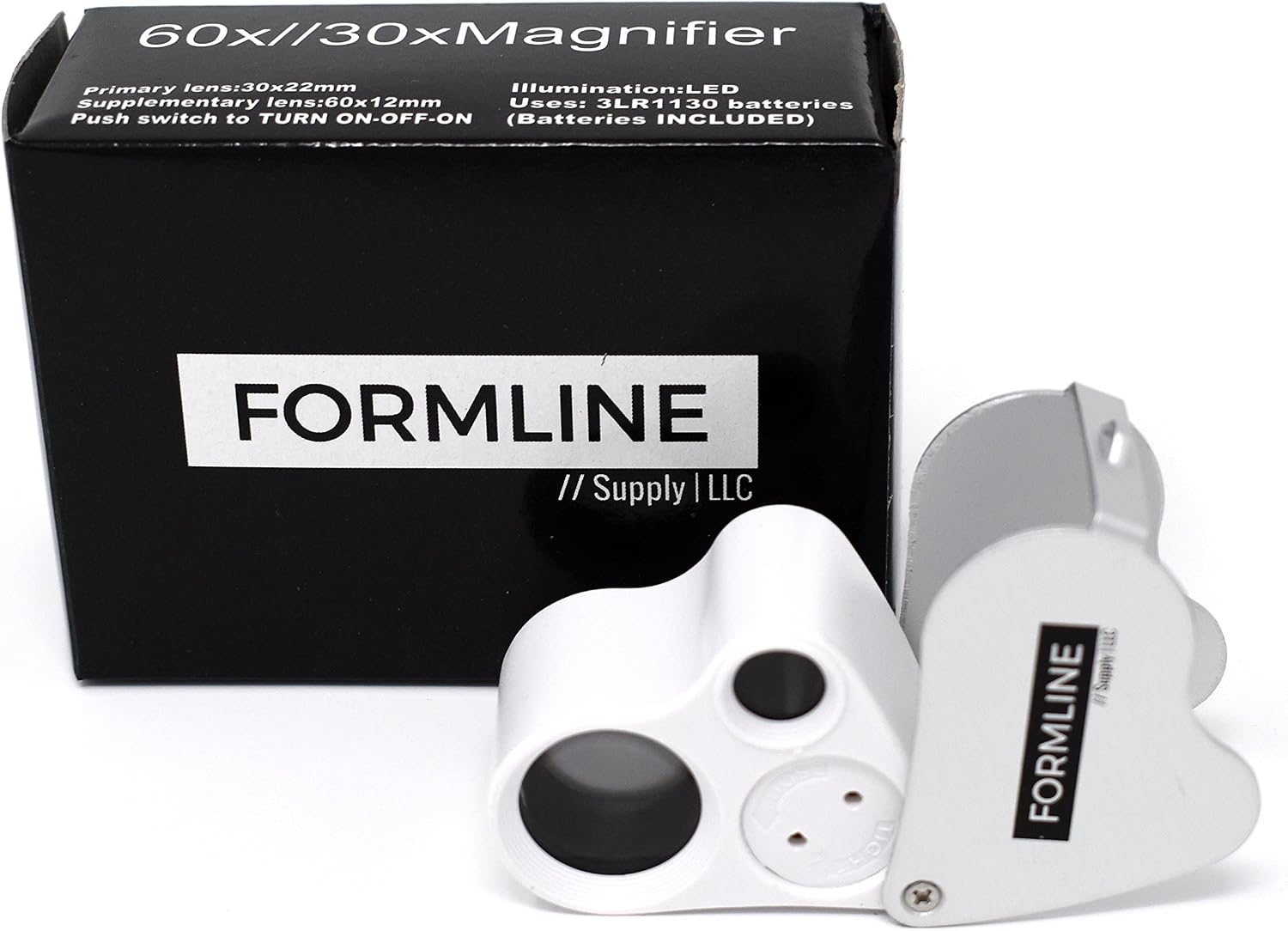 Formline LED Illuminated Jewelers Loupe/Trichome Scope (60x + 30x Lens) - Magnifier and Formline Smell Proof Bag with Combo Lock (12" x 9")