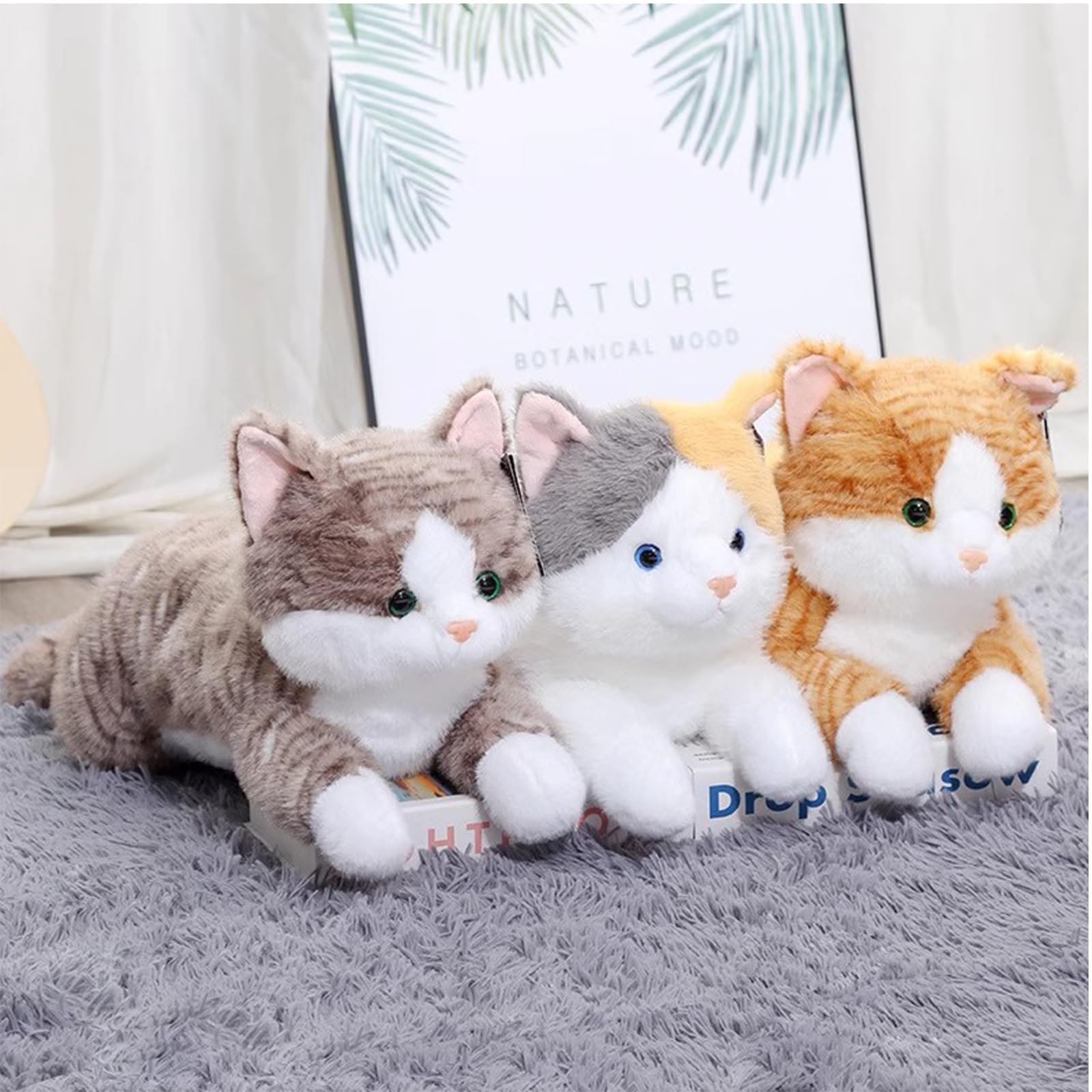 Kuscheltier Katze, Liegend Katzen Plüschtier, Kätzchen Stofftier Spielzeug, Kuschelkissen Geschenk für Kuscheln & Spielen (65cm,Graue Katze)