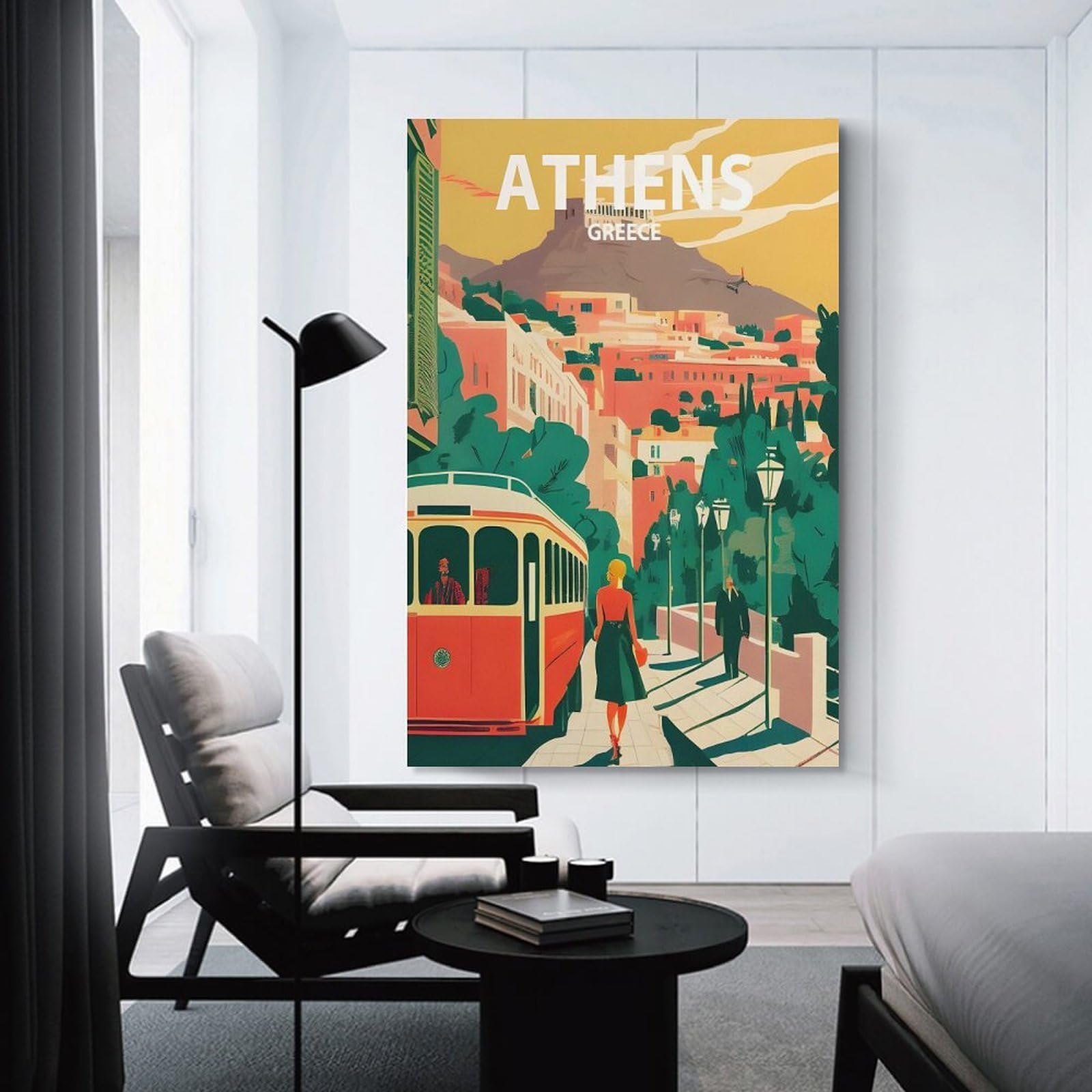 Junmoney Room Decor Wall Art Athens Retro, 24x36inch(60x90cm), for Workspace Walls, Study Corners Or Bedrooms, A Smart Decor Choice for Study Walls