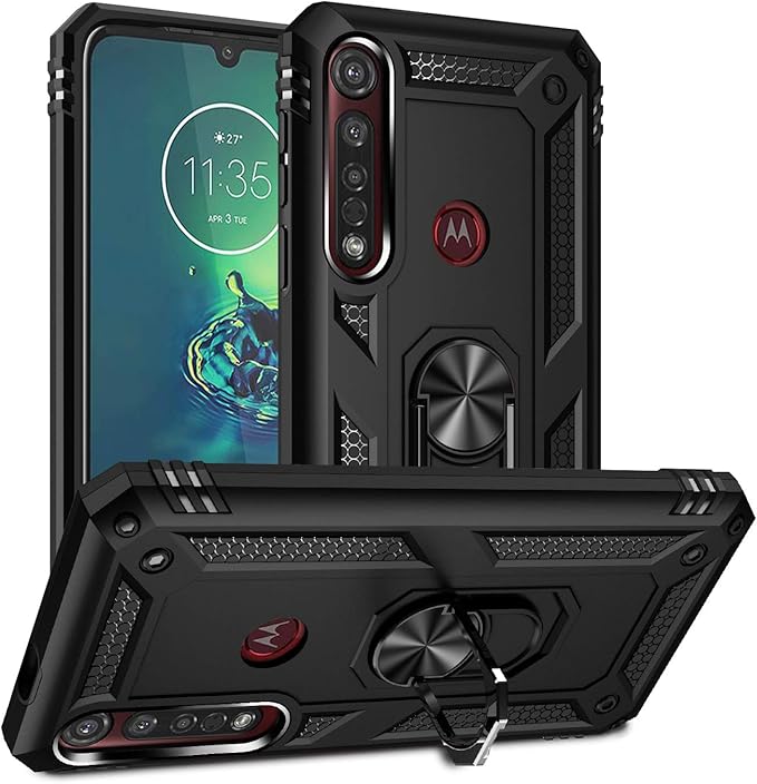 Rebex Compatible with Moto G8 Play Case,Moto G8 Plus Case,Motorola One  Macro Case Cover,Tough Heavy Protective 360 Metal Rotating Ring Kickstand  Holder Grip Metal Armor Heavy Duty Shockproof (Black) : Cell Phones \u0026  Accessories - Amazon.com