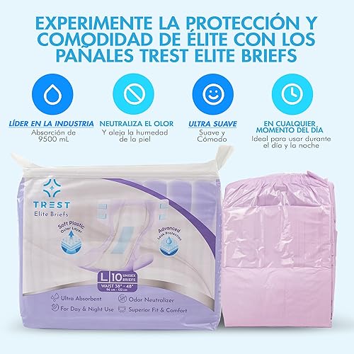 Miniatura 2 de TREST Elite - Calzoncillos para hombres y mujeres, pañales nocturnos para incontinencia, absorción de élite, cómodos, neutralizantes de olores y