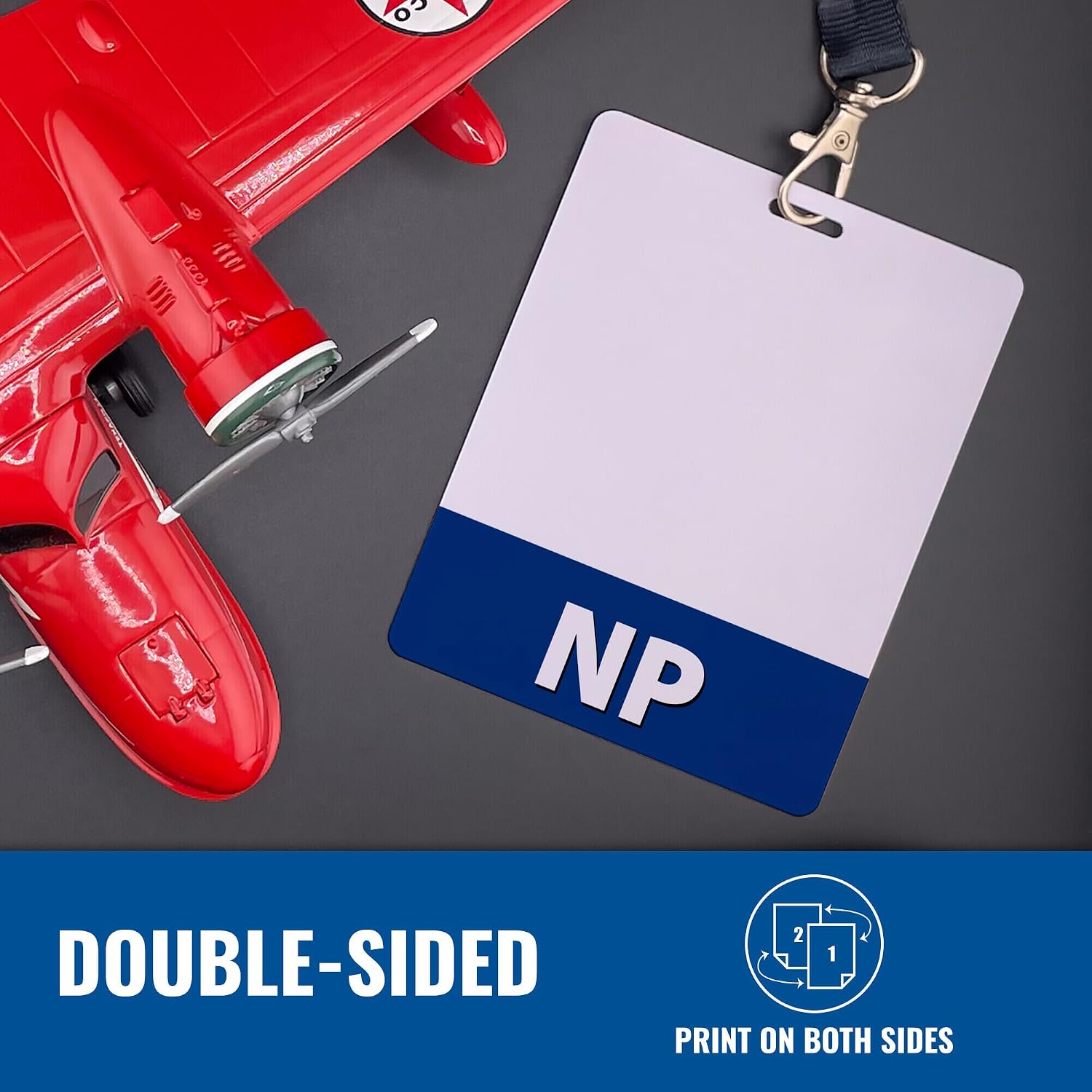 NP Badge Buddy Horizontal Oversized Navy Blue Heavy Duty 5 Pcs - Spill & Tear Proof Cards - 2 Sided USA Printed Quick Role Identifier ID Tag Backer by BadgeZoo