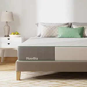Novilla Queen Mattress, 10 Inch Gel Memory Foam Mattress Queen Size for Cool Night Sleep & Pressure Relief, Medium Firm with Breathable Bamboo Cover, Mattress in a Box, Lullaby