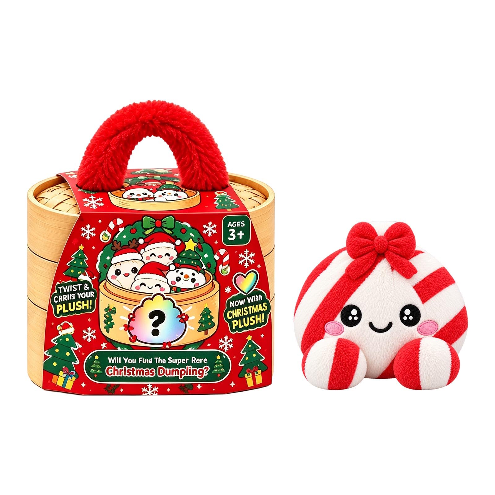 Christmas Plush Dumpling Pillow, Mystery Dumpling Plush Doll in Box A14 H