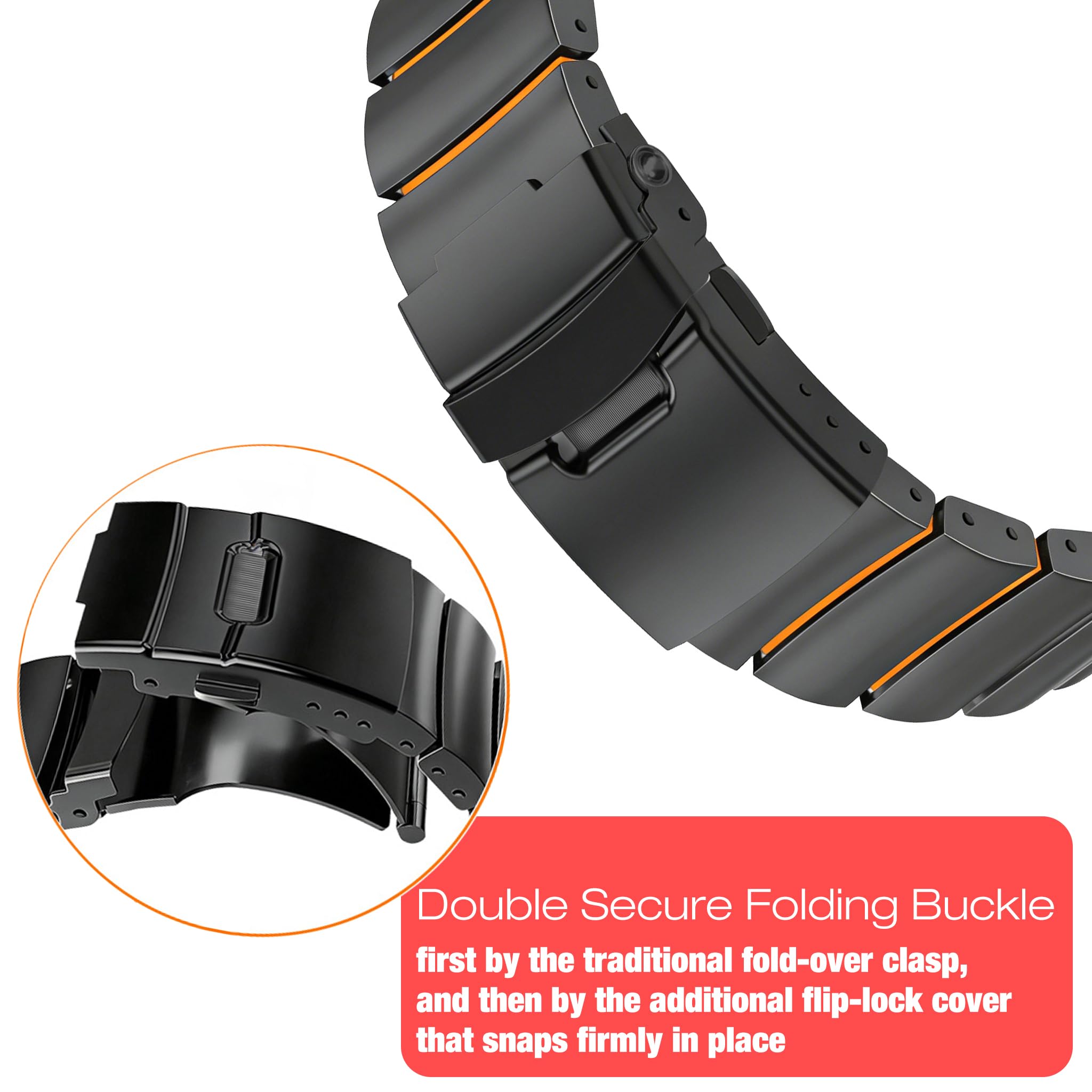 YOOSIDE Bracelet de montre léger en silicone titane 22 mm pour Garmin Fenix 8/epix Pro 47 mm, bracelet double couche avec fermoir à rabat pour Approach S70 47 mm/Fenix 7/6/5