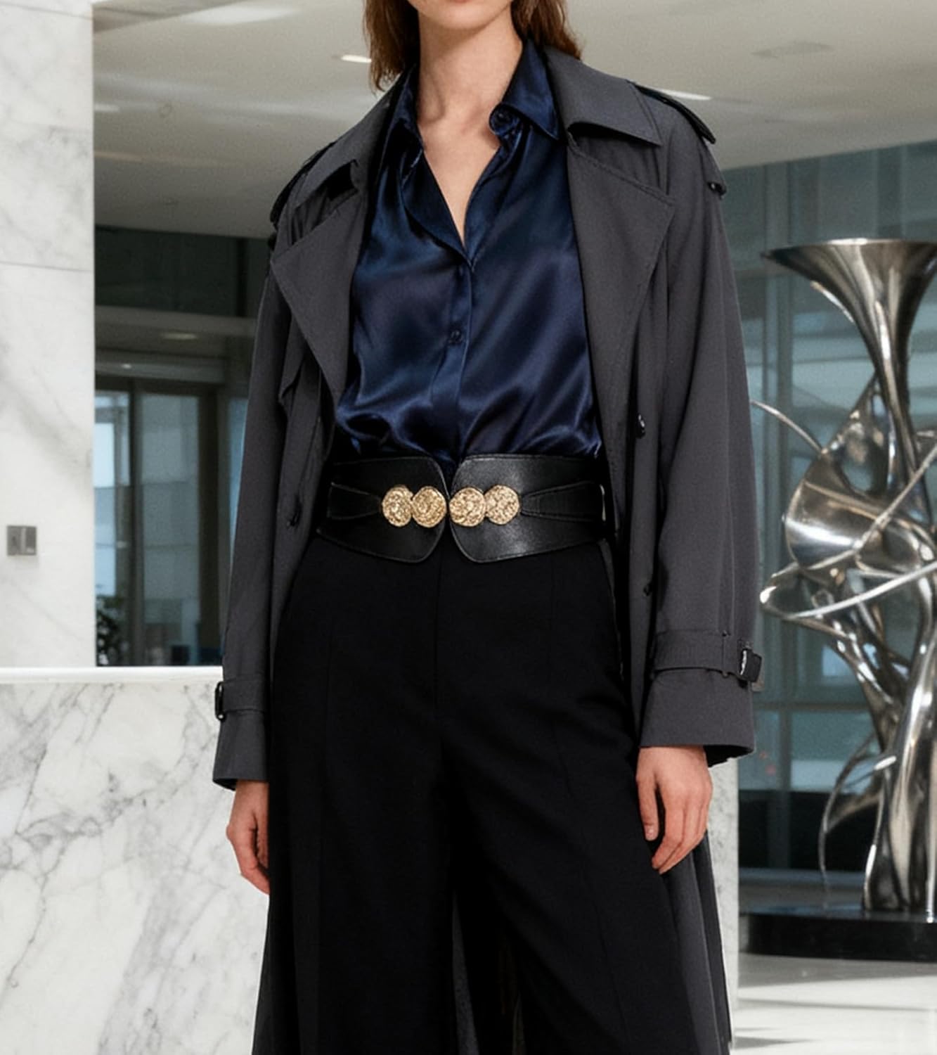 Women Wide Elastic Waist Belt Stretchy Belts for Dress Coats Vintage Ladies Fashion Waistband - Image 3