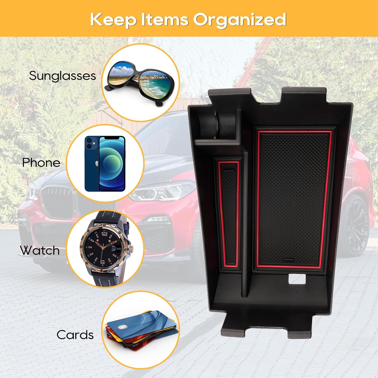LFOTPP Center Console Organizer for 2019-2026 BWM X5 G05 X6 G06 X7 G07 ABS Material Middle Console Armrest Storage Tray BMW X5/X6/X7 2025 2026 Accessories Secondary Insert Storage Box