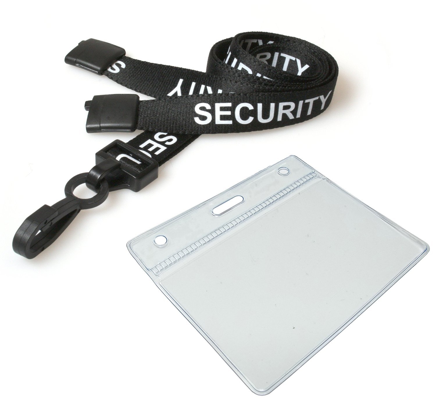 Customcard ltd¨ Pre Printed Black Security Safety Neck Strap Lanyard with Plastic ID Pocket - Pack 10